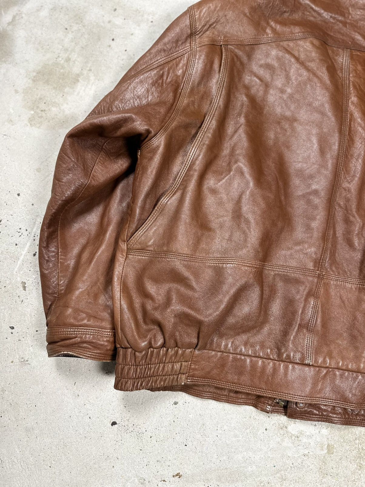 Vintage Vintage 90s Brown Utility Leather Bomber Jacket Boxy archive Size US XXL / EU 58 / 5 - 8 Thumbnail