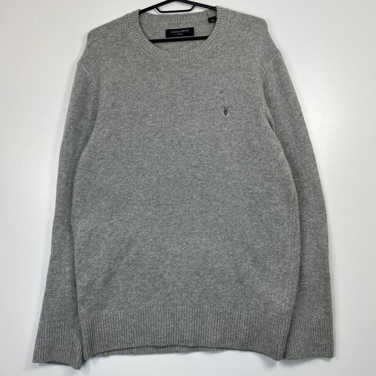 Allsaints AllSaints Grey Crewneck Knit Sweater Small Logo Ram Skull S Size US S / EU 44-46 / 1 - 1 Thumbnail