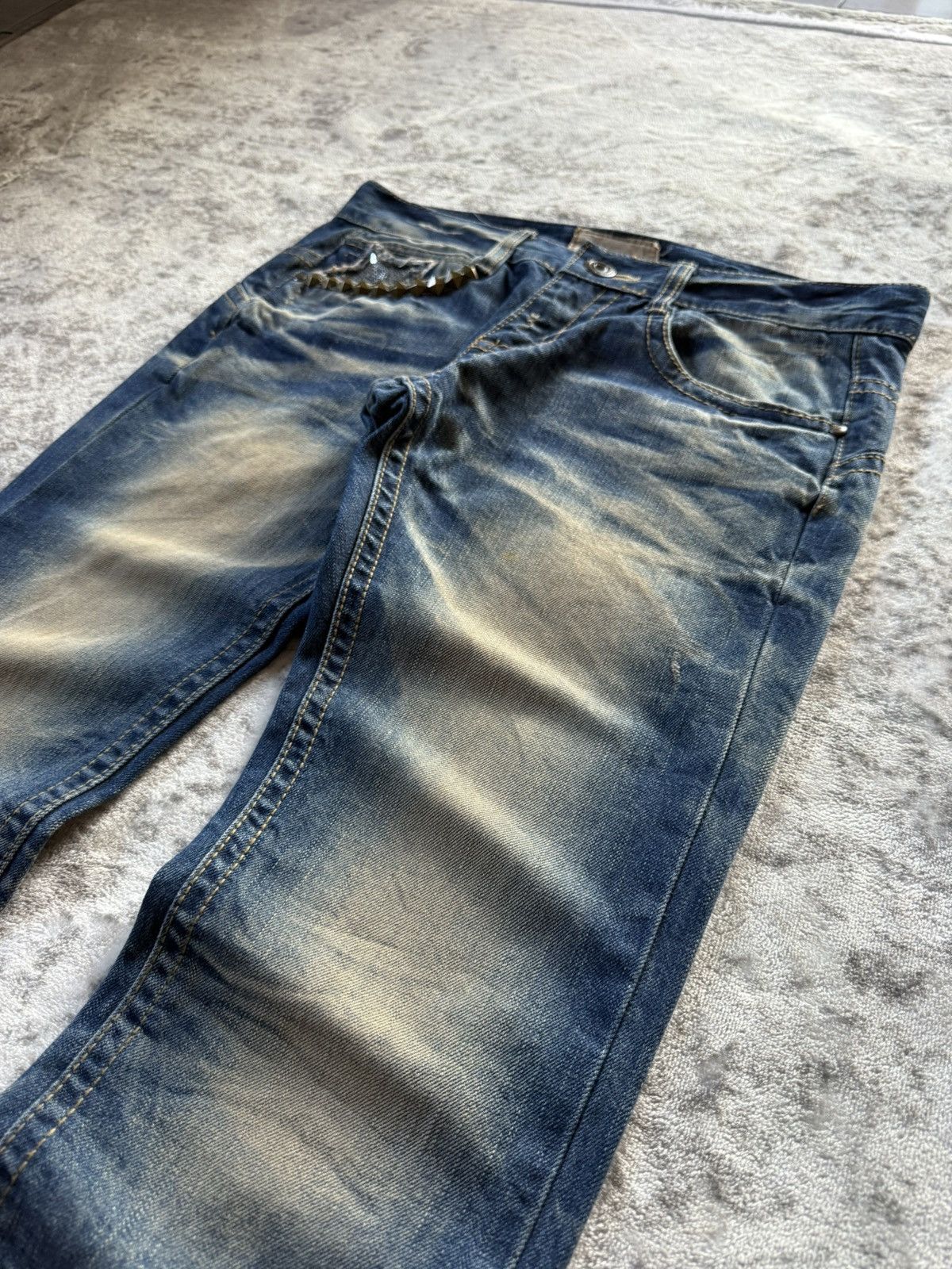 Hysteric Glamour × Playboy Yoshitomo Lolita Embellished Studded Shadow Wash Jeans Size US 29 - 9 Thumbnail
