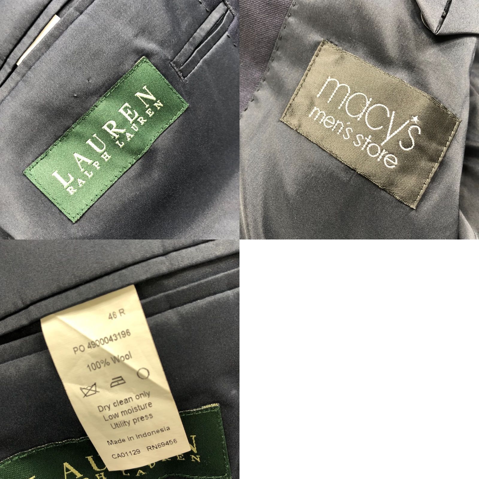 Ralph Lauren VINTAGE Lauren Ralph Lauren Green Label Blue Sport Coat Jacket 46 R Gold Buttons Blazer Mens Size 46R - 9 Thumbnail