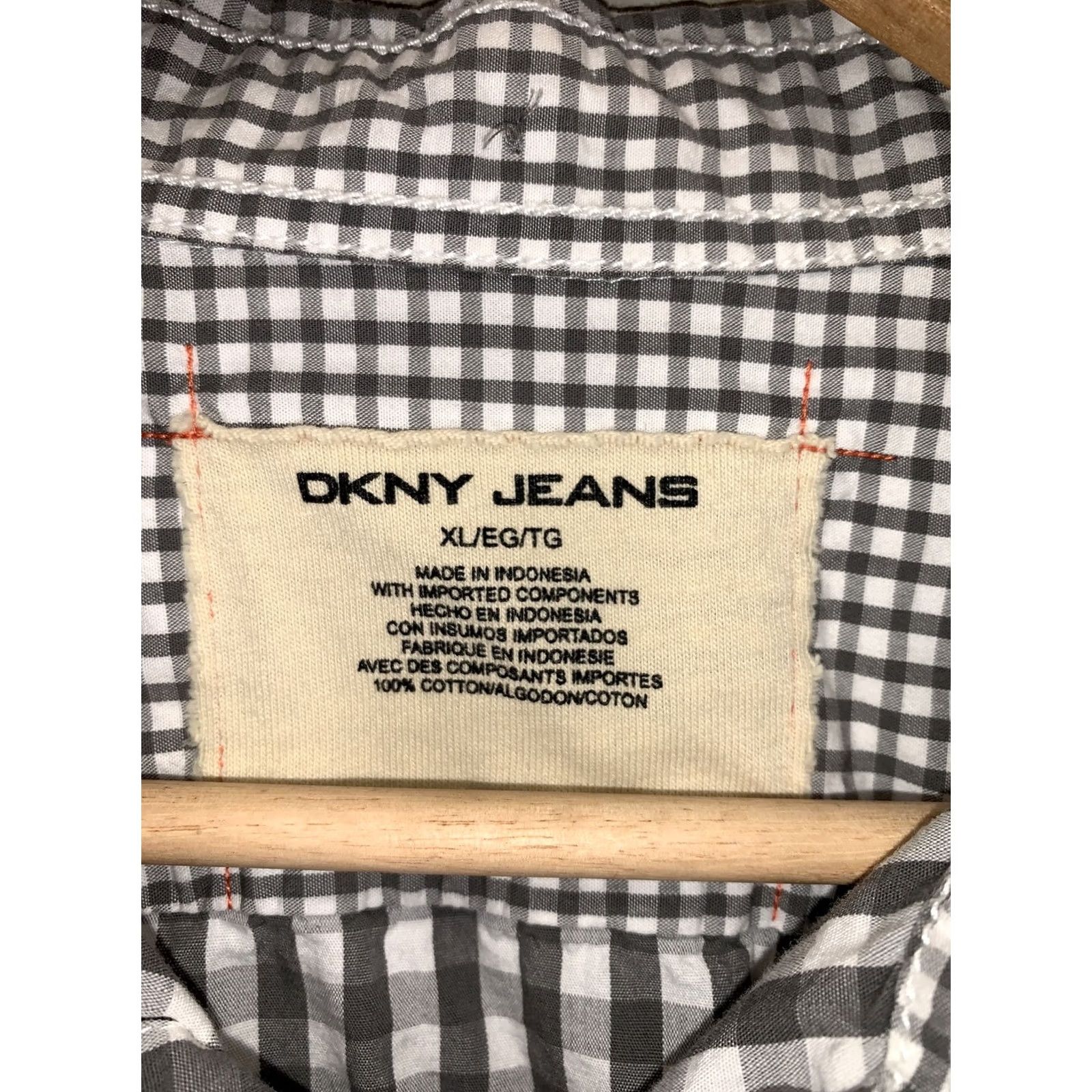 DKNY DKNY Mens XL Cotton Button Up Graphic Front Shirt-6439 Shirt XL Gray White Men Logo Button-Up Vintage No Size US XL / EU 56 / 4 - 7 Thumbnail