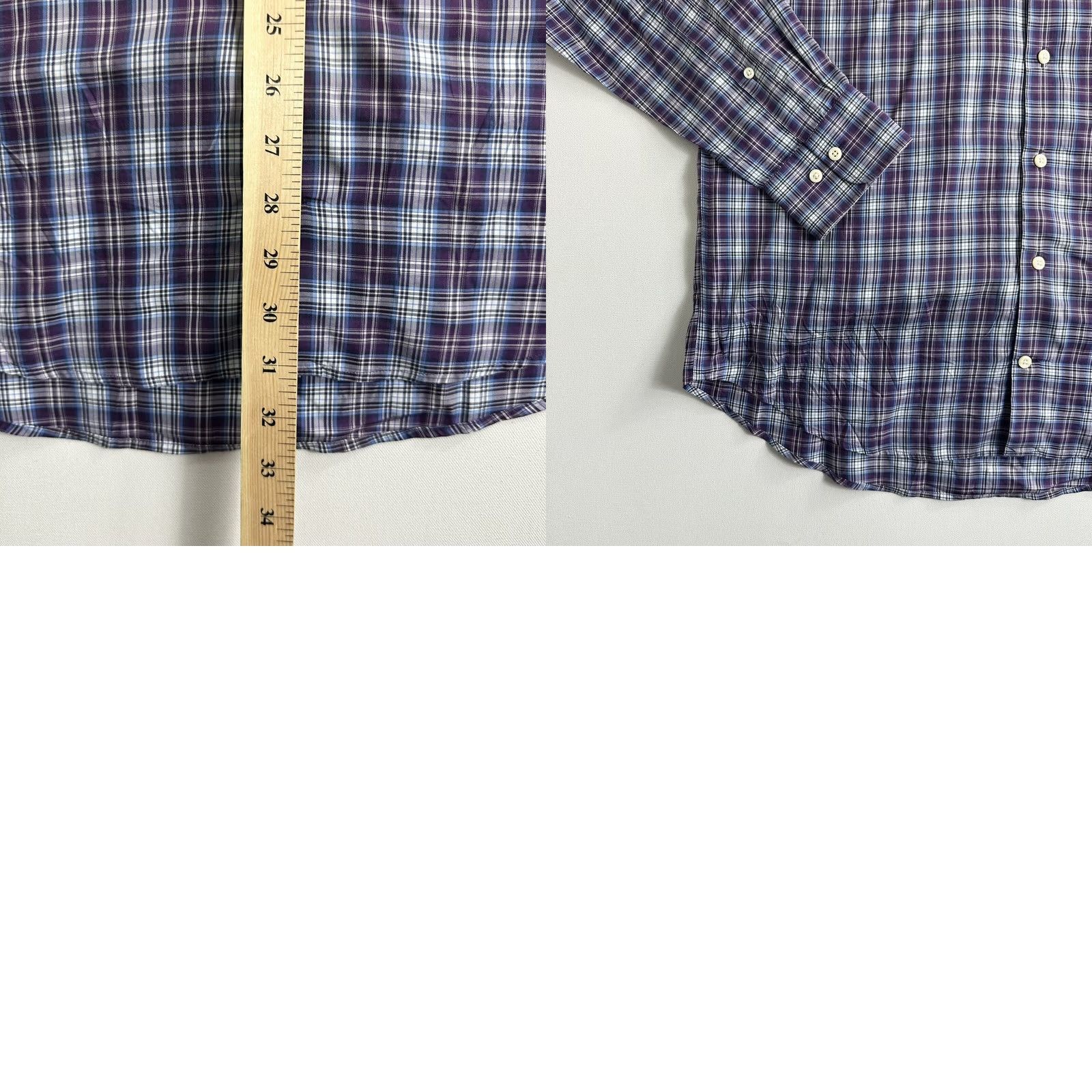 Peter Millar Peter Millar Button Down Shirt Large Purple Plaid Performance Stretch Cotton Men Size US L / EU 52-54 / 3 - 8 Thumbnail