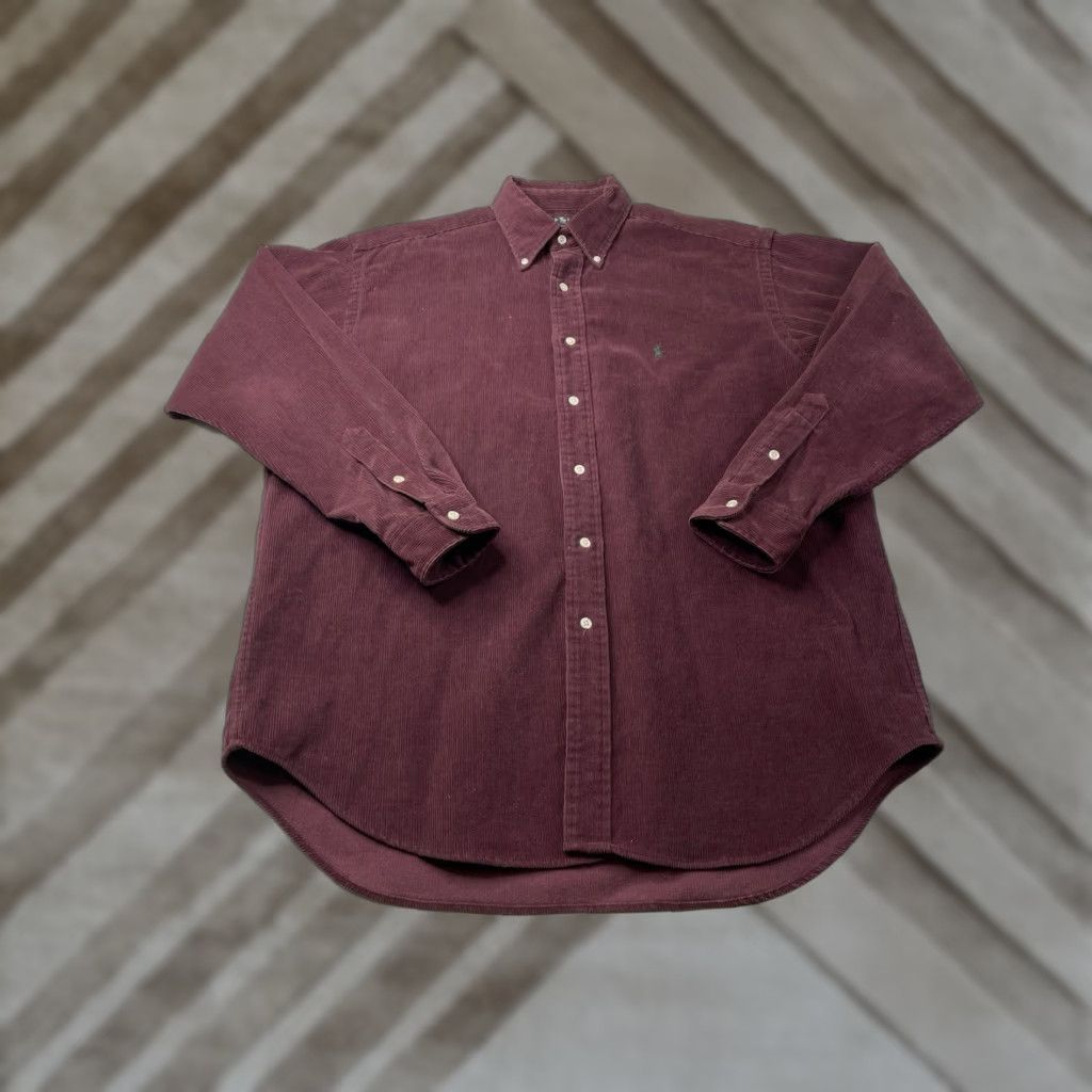 Polo Ralph Lauren VINTAGE Polo Ralph Lauren Blaire Corduroy Button-Down Shirt Purple Mens Large Size US L / EU 52-54 / 3 - 1 Thumbnail