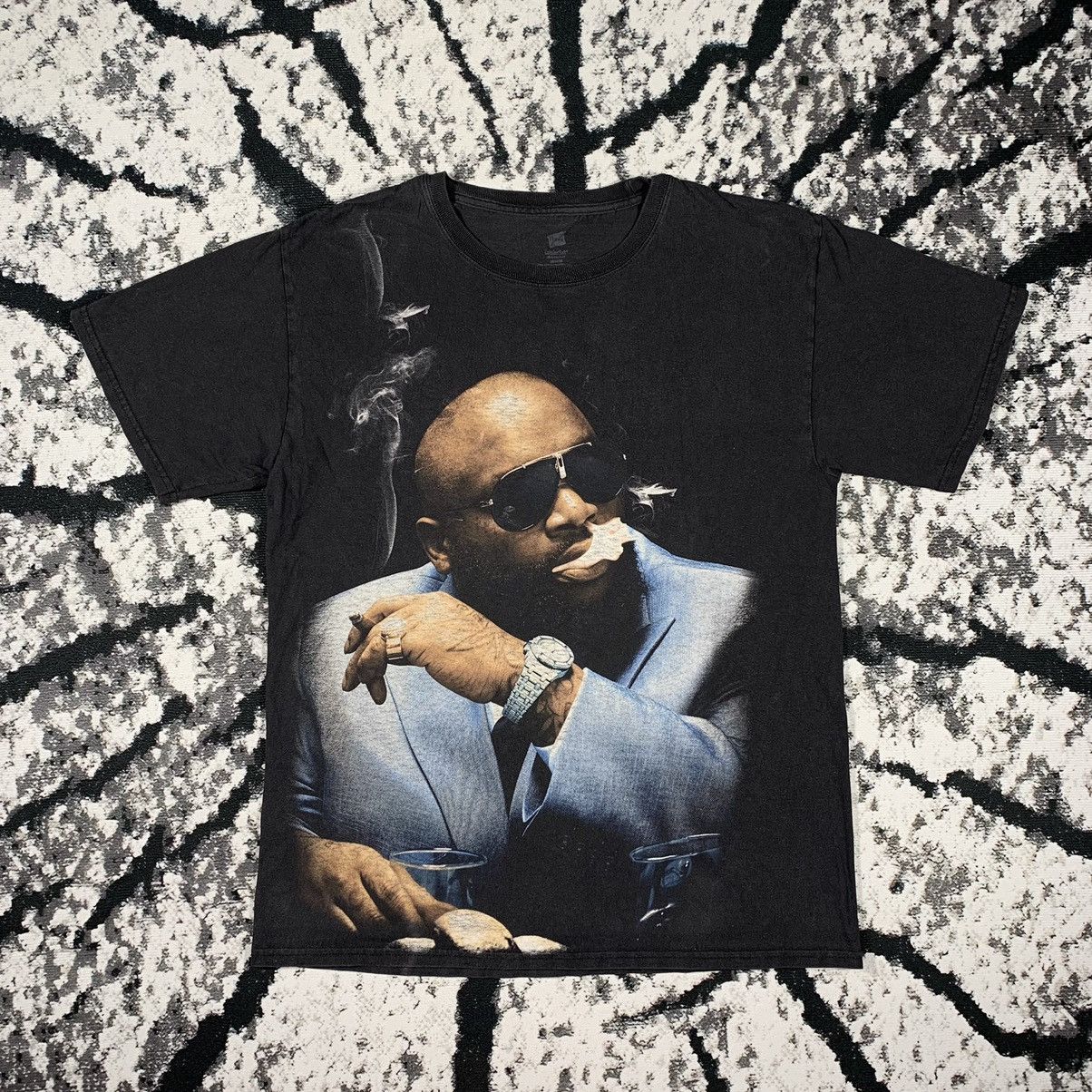 Pre-owned Rap Tees X Vintage 00's Drip Rap Hip Hop Style Fullprint T Shirt Tee In Black Grey