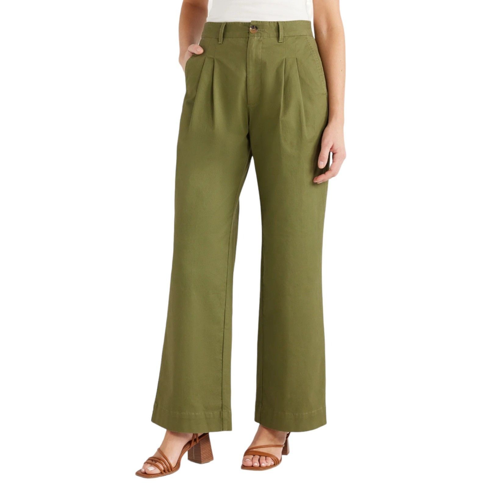 Other Free Assembly - Women's Wide Leg Chino Pants - Green - 4 Size 27" / US 4 / IT 40 - 1 Thumbnail