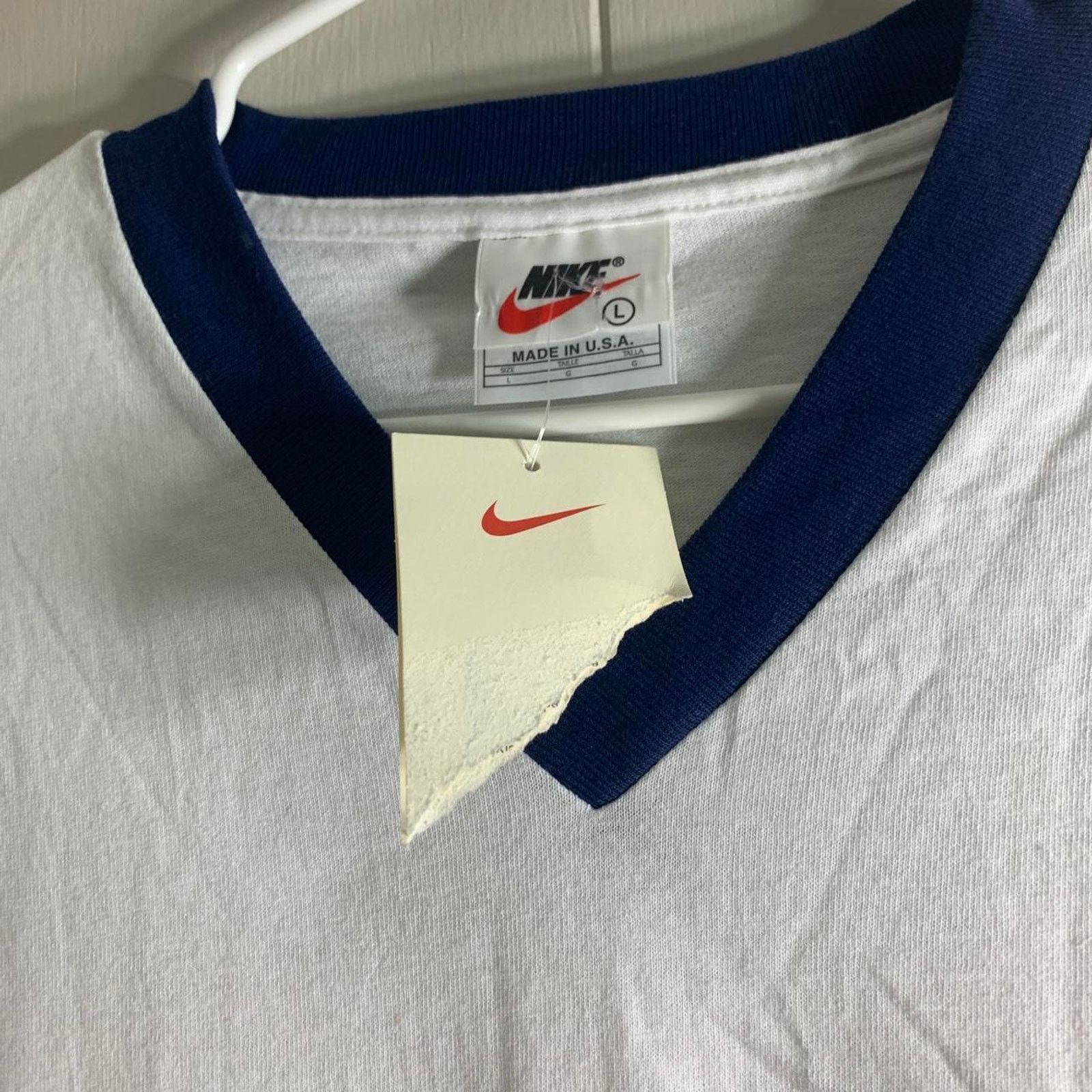 Nike vintage 90’s NIKE Center Swoosh Spell Out ringer tee shirt L Size US L / EU 52-54 / 3 - 5 Thumbnail