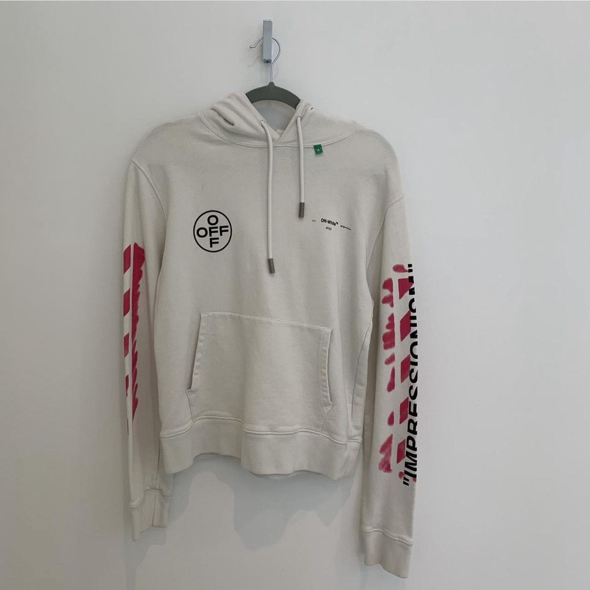 Off-White Off-White Diag Stencil Impressionism 2019 Hoodie White/Pink Size US S / EU 44-46 / 1 - 2 Thumbnail