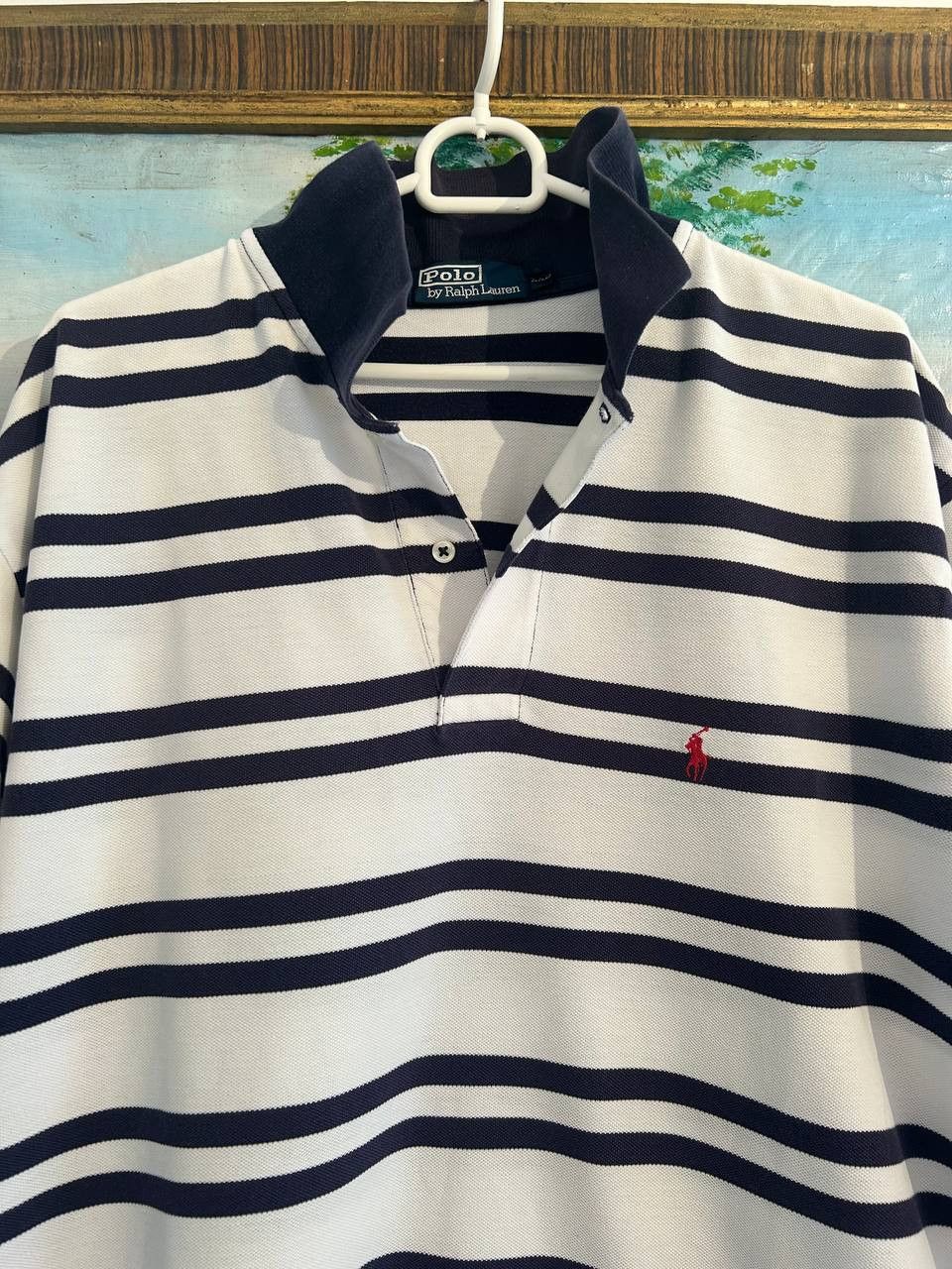 Polo Ralph Lauren Polo Ralph Lauren Striped Rugby Polo Shirt White Navy Size US XXL / EU 58 / 5 - 2 Thumbnail