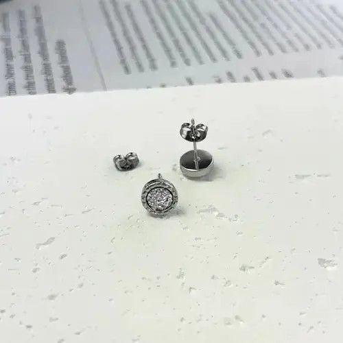 Other 925 Silver Plated CZ Cubic Zirconia Stud Earrings for Men Size ONE SIZE - 4 Thumbnail