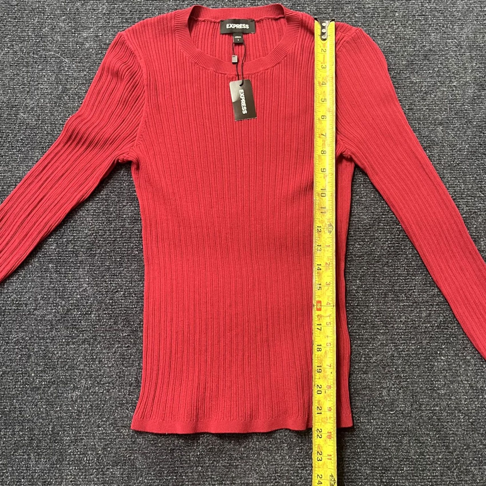 Express Express Sweater Womens Small Red Ribbed Knit Crew Neck Pullover Stretch Top Size S / US 4 / IT 40 - 5 Thumbnail