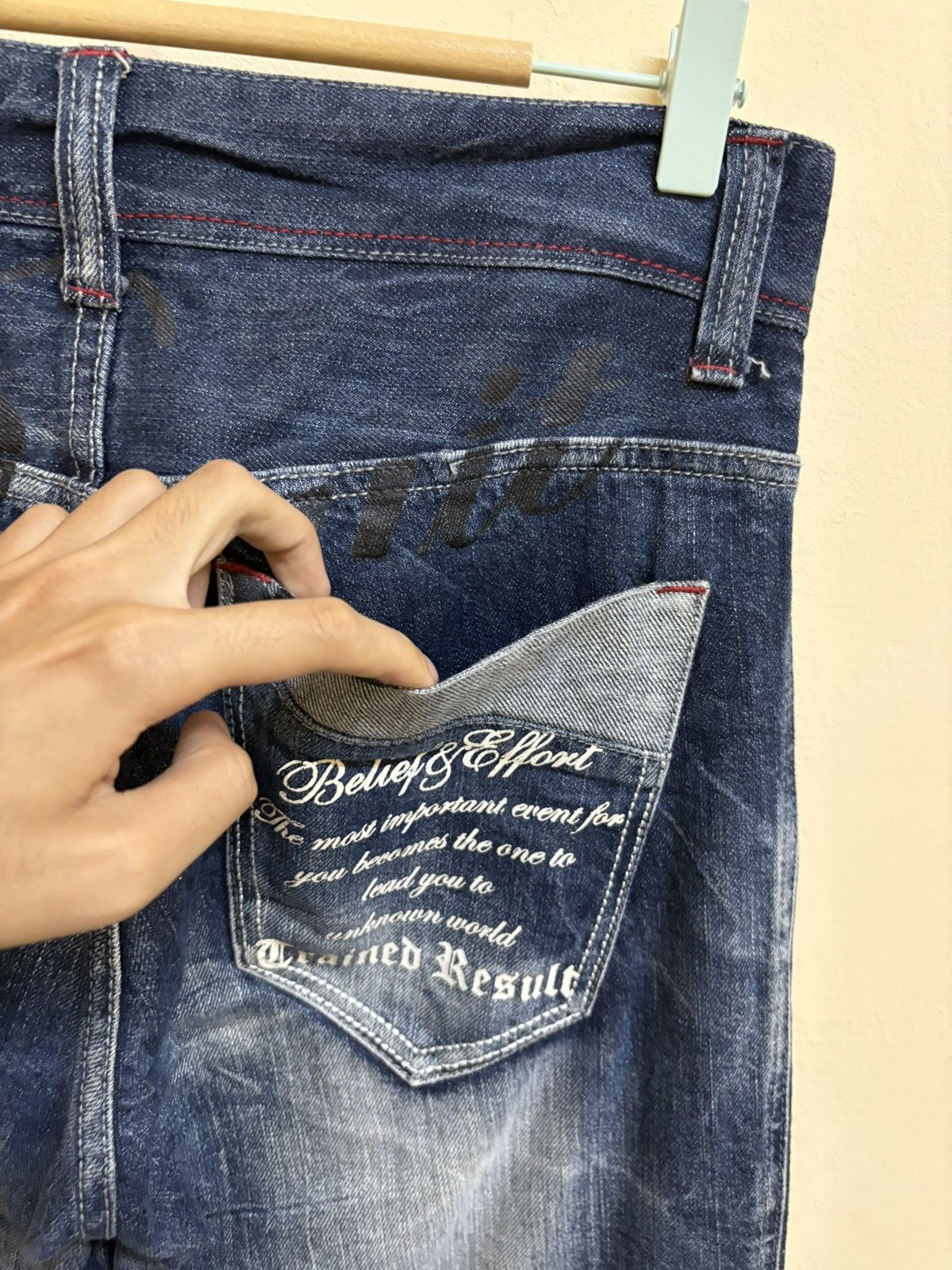 If Six Was Nine × Japanese Brand Vintage Y2k Wild Life Poem Wording Flared Jeans Size US 32 / EU 48 - 12 Thumbnail