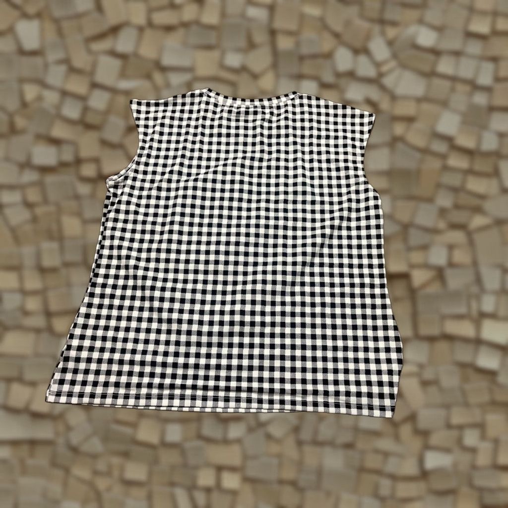 Liz Claiborne Liz Claiborne Tank Top Women's XXL Black White Plaid Sleeveless Casual Modern 2XL Womens Size XXL / US 16-18 / IT 52-54 - 1 Thumbnail