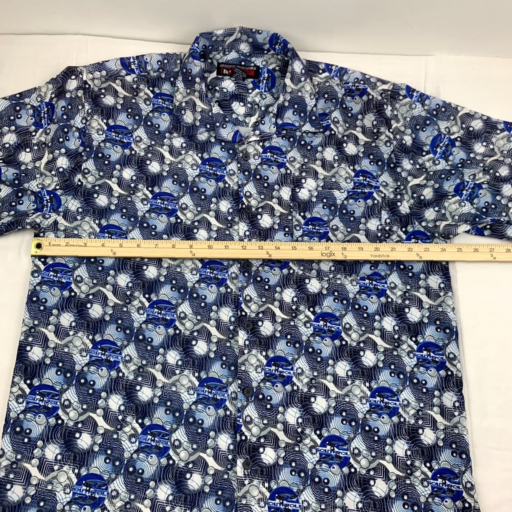 Southpole VINTAGE Southpole Shirt Button-Up Adult L Blue Streetwear 90s Y2K Short Sleeve Mens Size US L / EU 52-54 / 3 - 6 Thumbnail