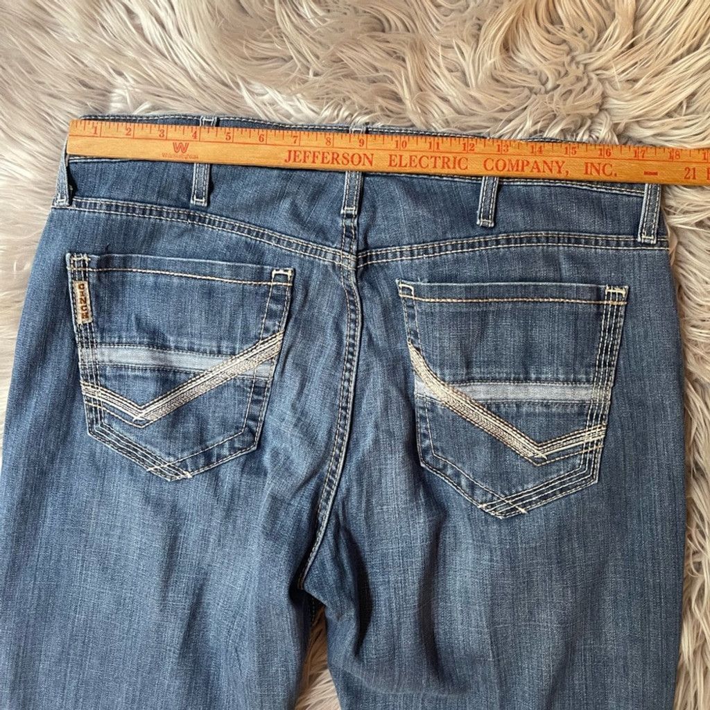 CINCH Cinch Blue Straight Jeans w/ Vtg Inspired Distressing 35x32 Size US 35 - 3 Thumbnail