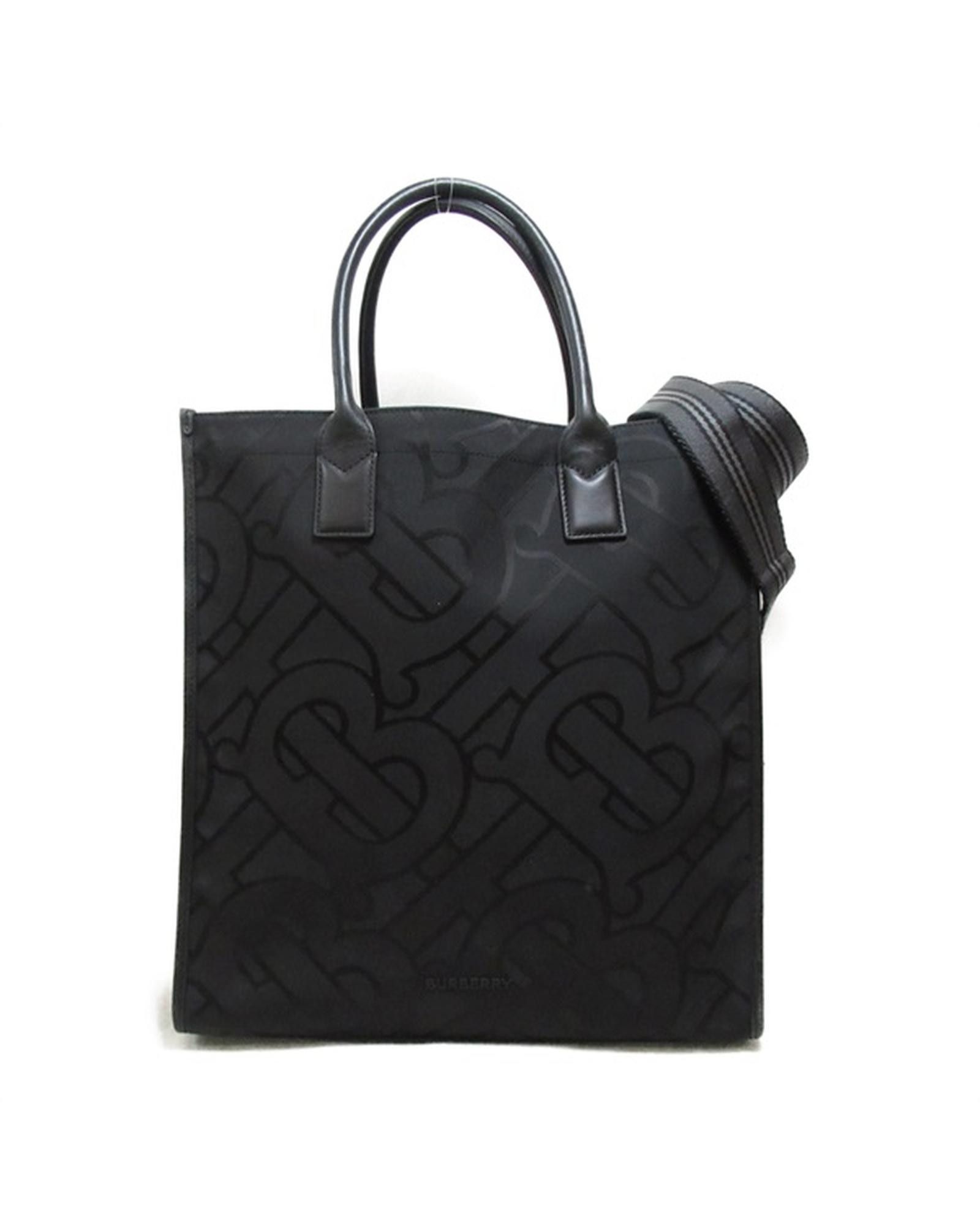 image of Burberry Monogram Canvas Tote Bag In Black, Men's