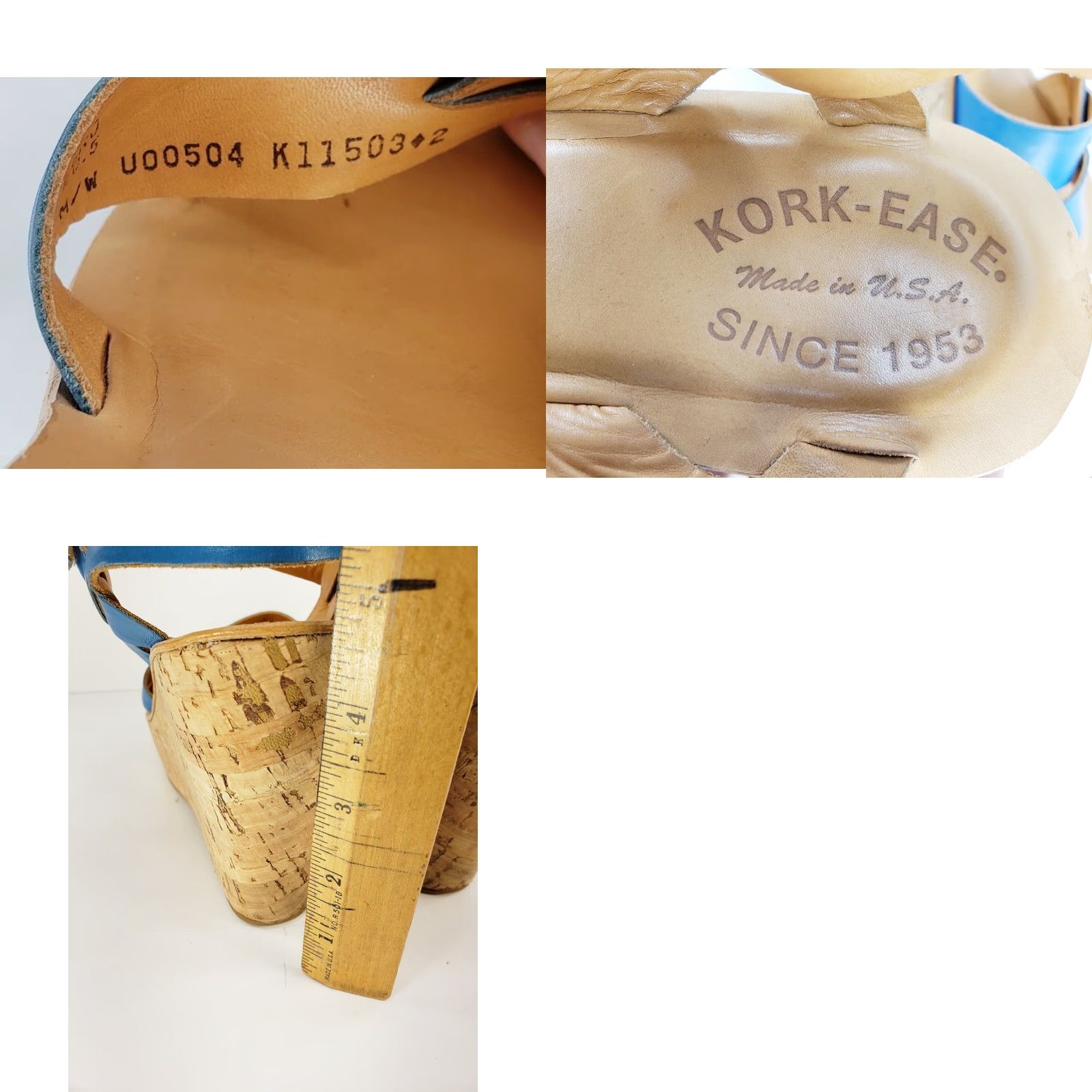 Vintage VINTAGE Kork-Ease Sandal Women’s 9 Blue Leather Crossover Slingback Cork Wedge Size US 9 / IT 39 - 9 Thumbnail