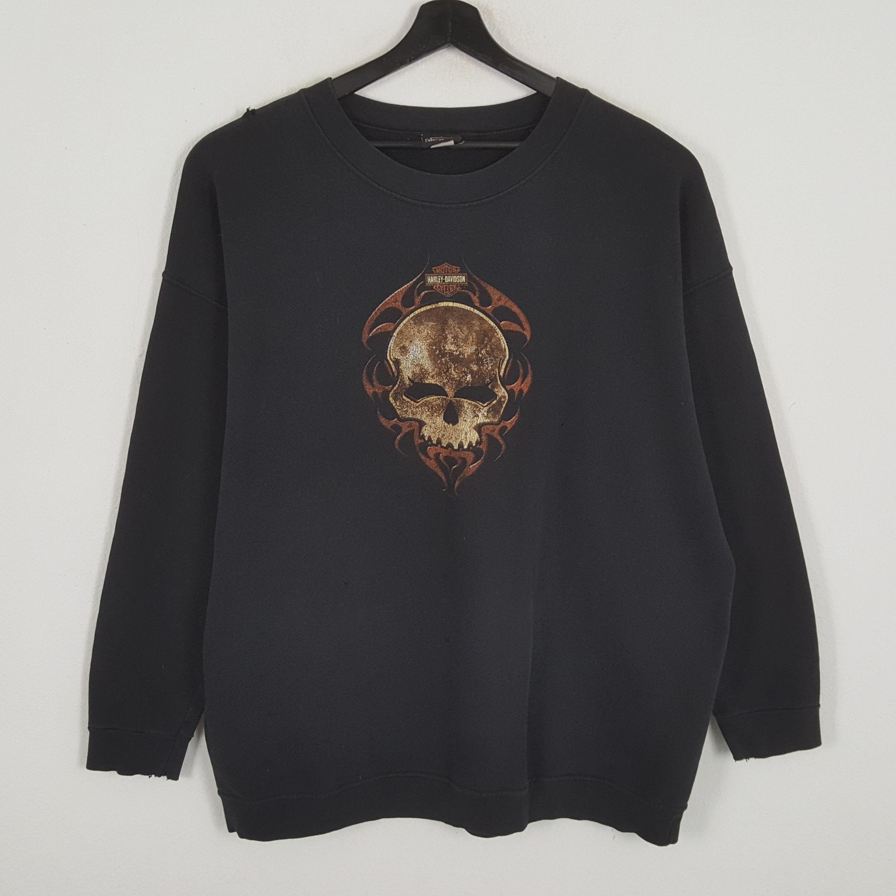 Harley Davidson × Vintage HARLEY DAVIDSON Motorcycle Brand Skulls Design Sweatshirt Size US XL / EU 56 / 4 - 1 Thumbnail