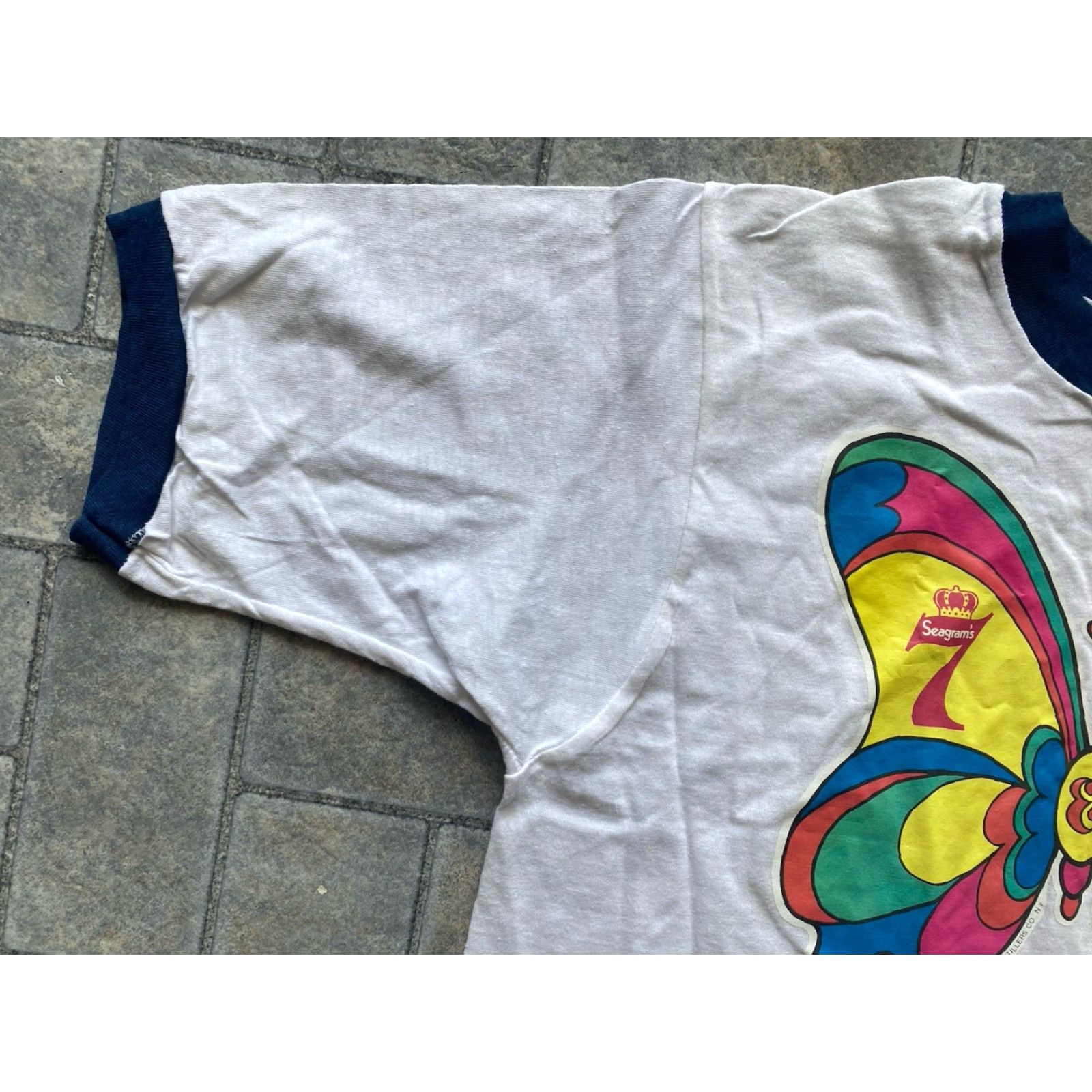 Vintage VINTAGE RARE Single Stitch T Shirt Butterfly Men M White 70s 80s 90s Peter Max John Alcorn 7up Mens Size US M / EU 48-50 / 2 - 6 Thumbnail
