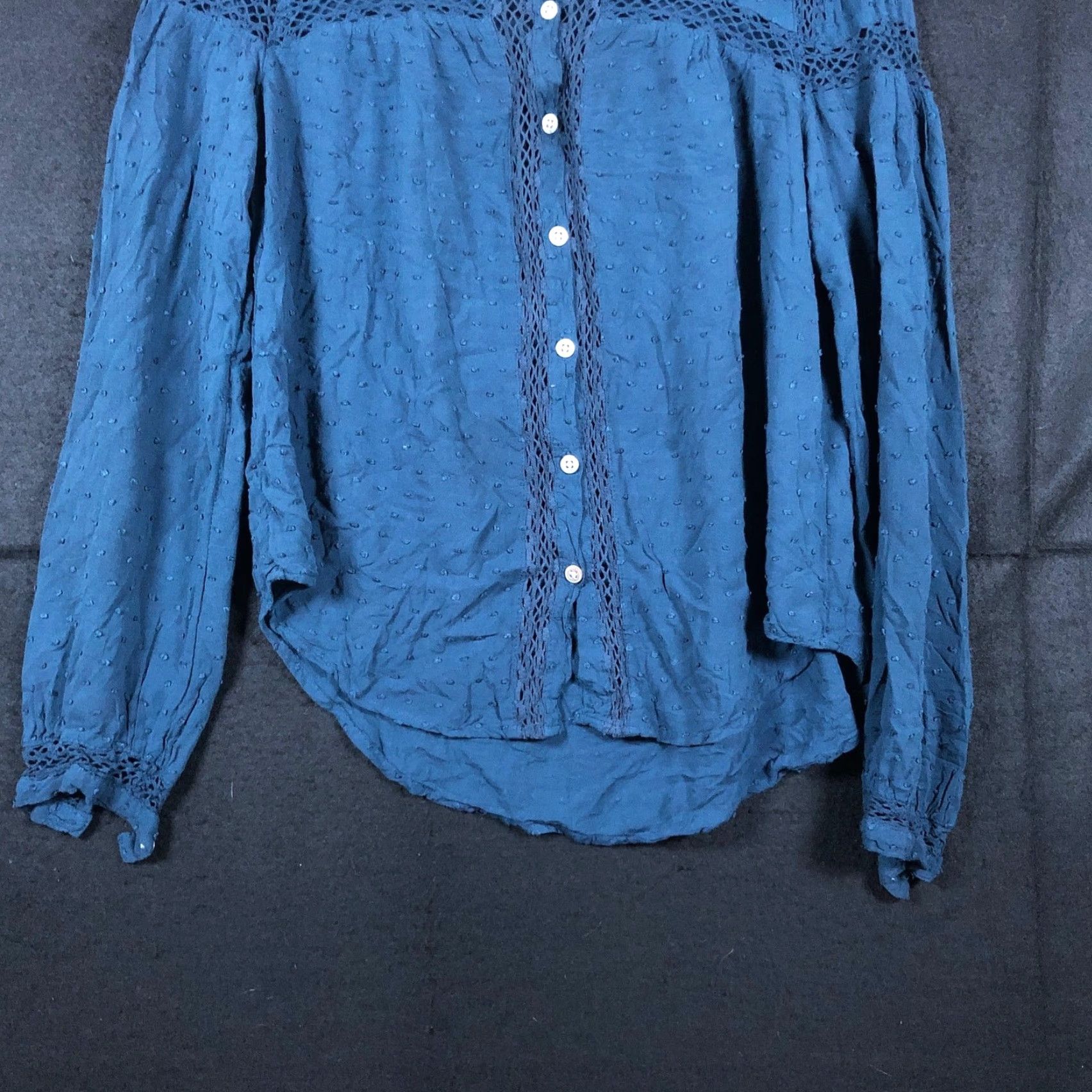 Free People Free People Shirt Blue Button-Down 100% Rayon XS Womens Long Sleeve Popcorn Relaxed Slim Button-Up Casual Workwear Boho 90s? Size XS / US 0-2 / IT 36-38 - 3 Thumbnail
