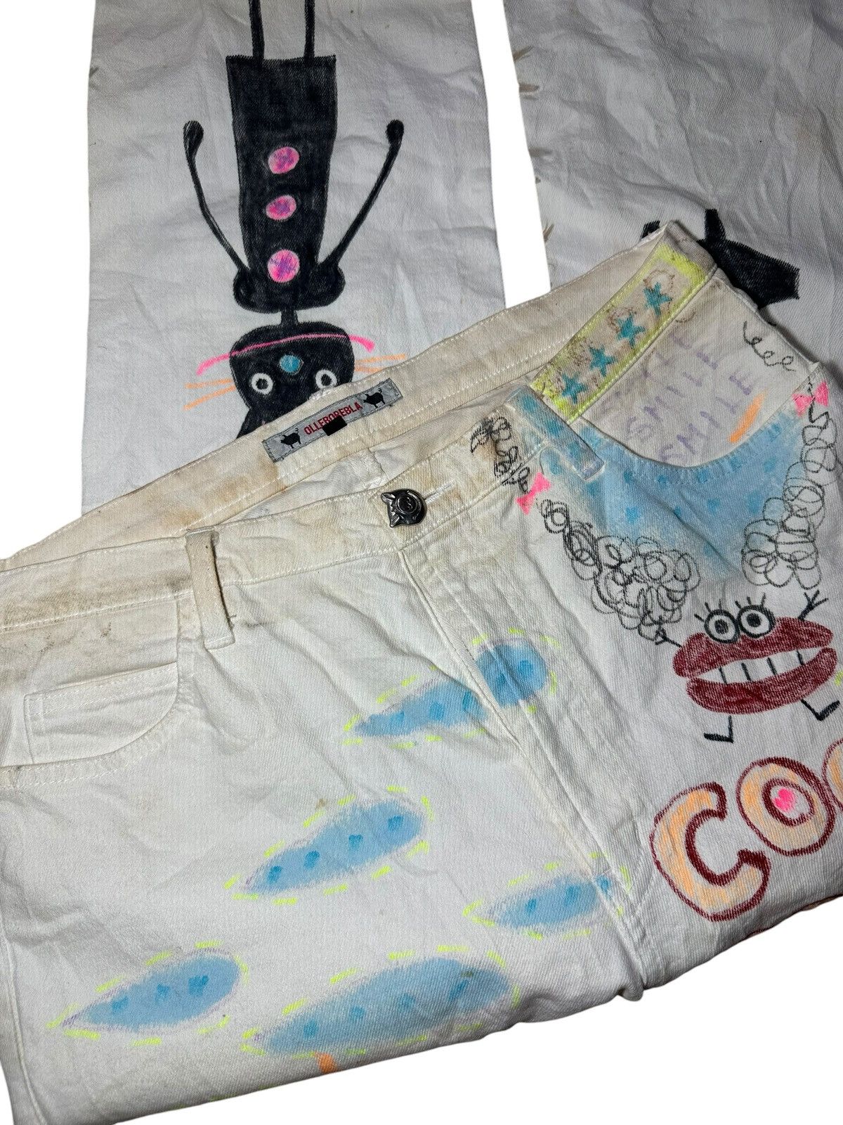 Japanese Brand Olleborebla Hand Painted Denim Pants 🎨 Size US 32 / EU 48 - 5 Thumbnail