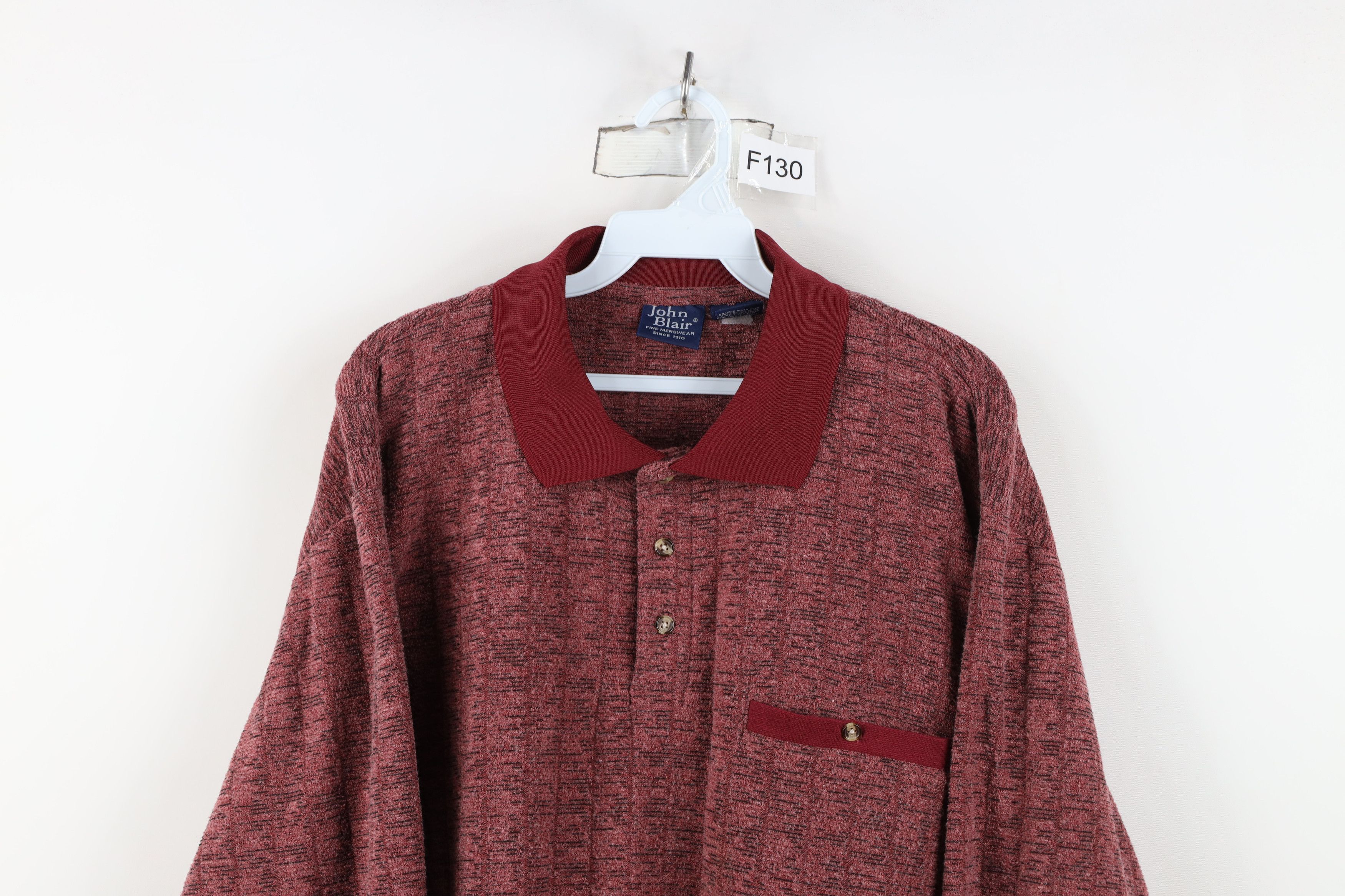Vintage Vintage 90s Streetwear Fleck Collared Fleece Sweatshirt Red Size US L / EU 52-54 / 3 - 2 Thumbnail