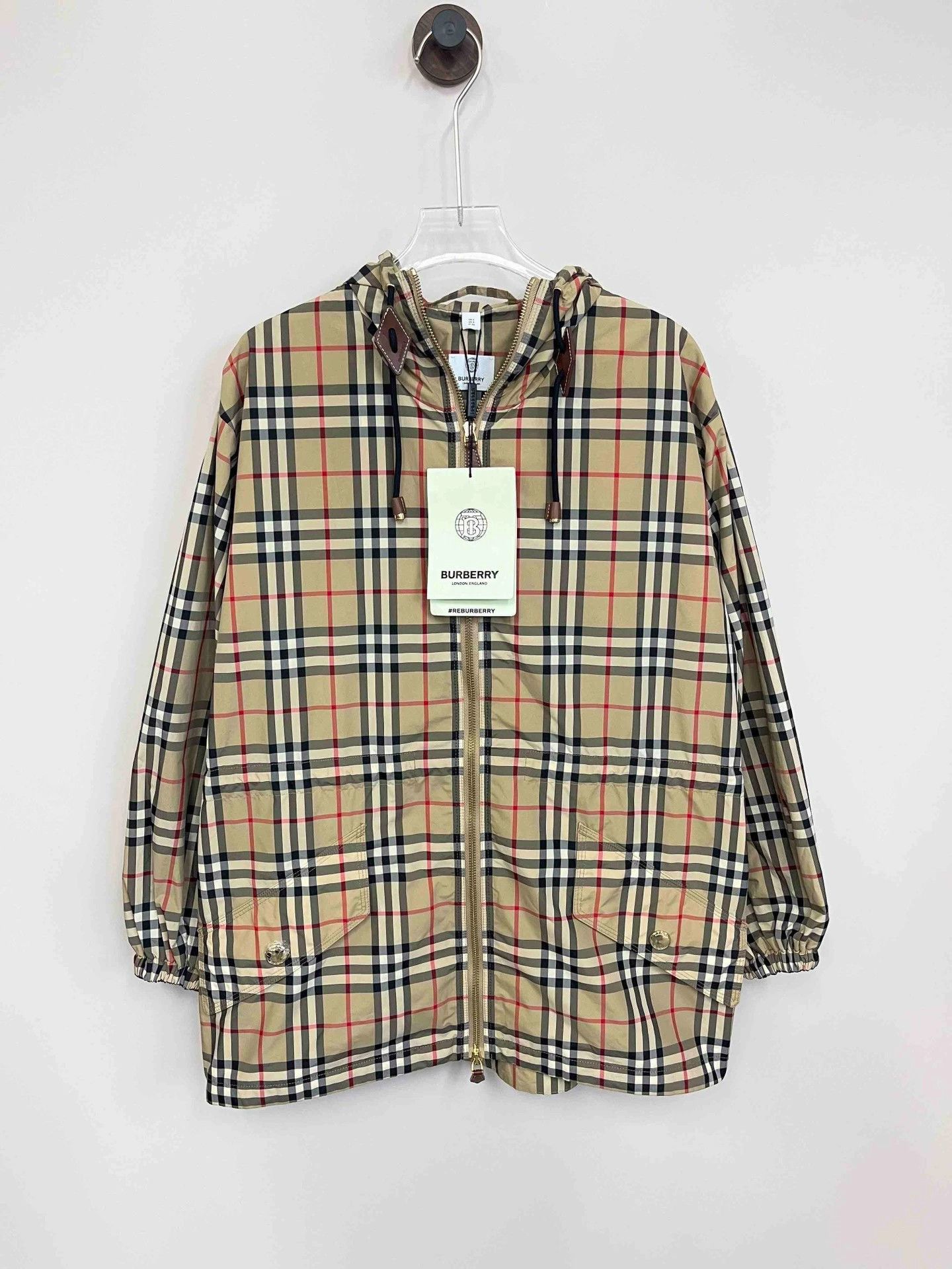 Burberry Burberry Beige Check Hooded Jacket Size US XS / EU 42 / 0 - 1 Thumbnail