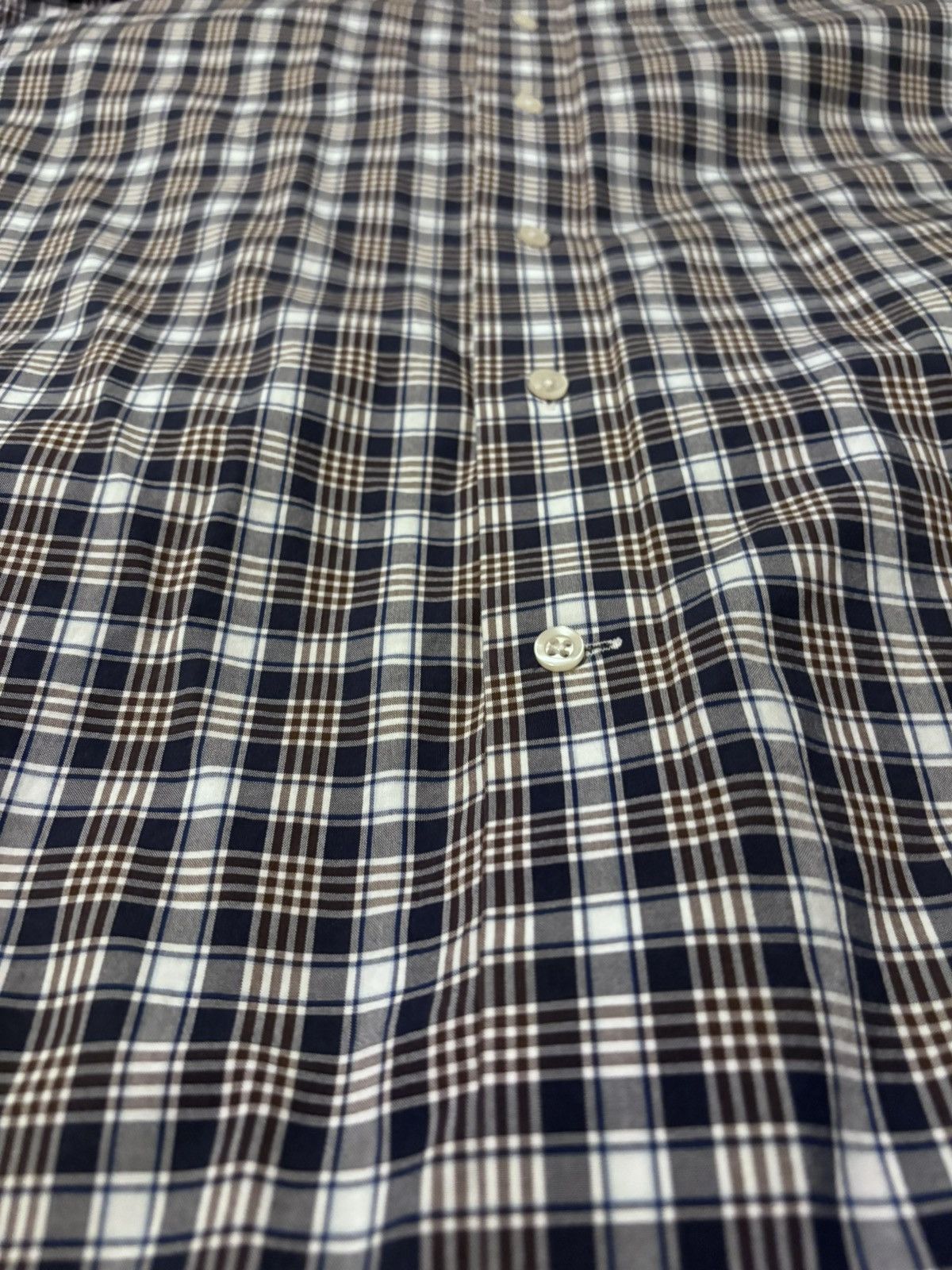 Lorenzo Uomo LORENZO UOMO | Blue/Brown Checkered Dress Shirt Size US M / EU 48-50 / 2 - 4 Thumbnail