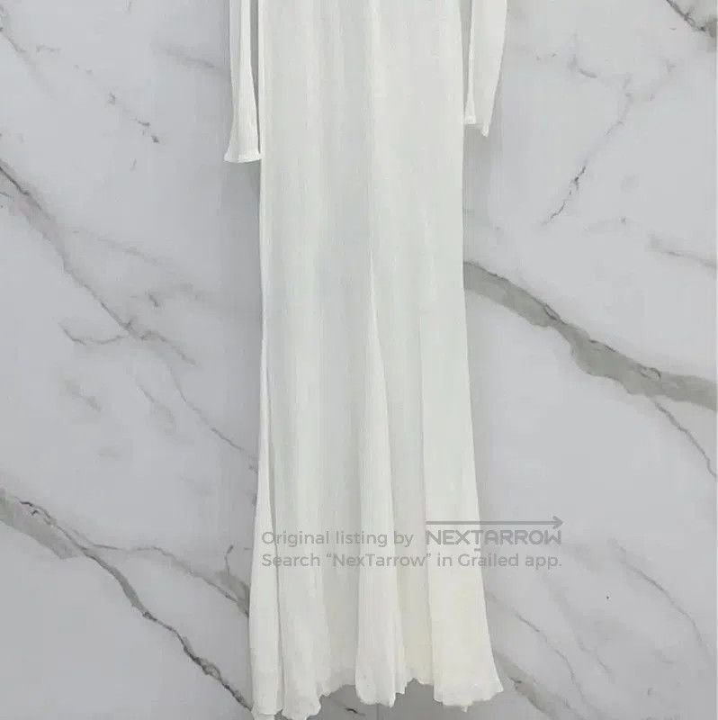 Chanel Chanel Long Sleeve White Cotton Dress . Size L / US 10 / IT 46 - 1 Thumbnail