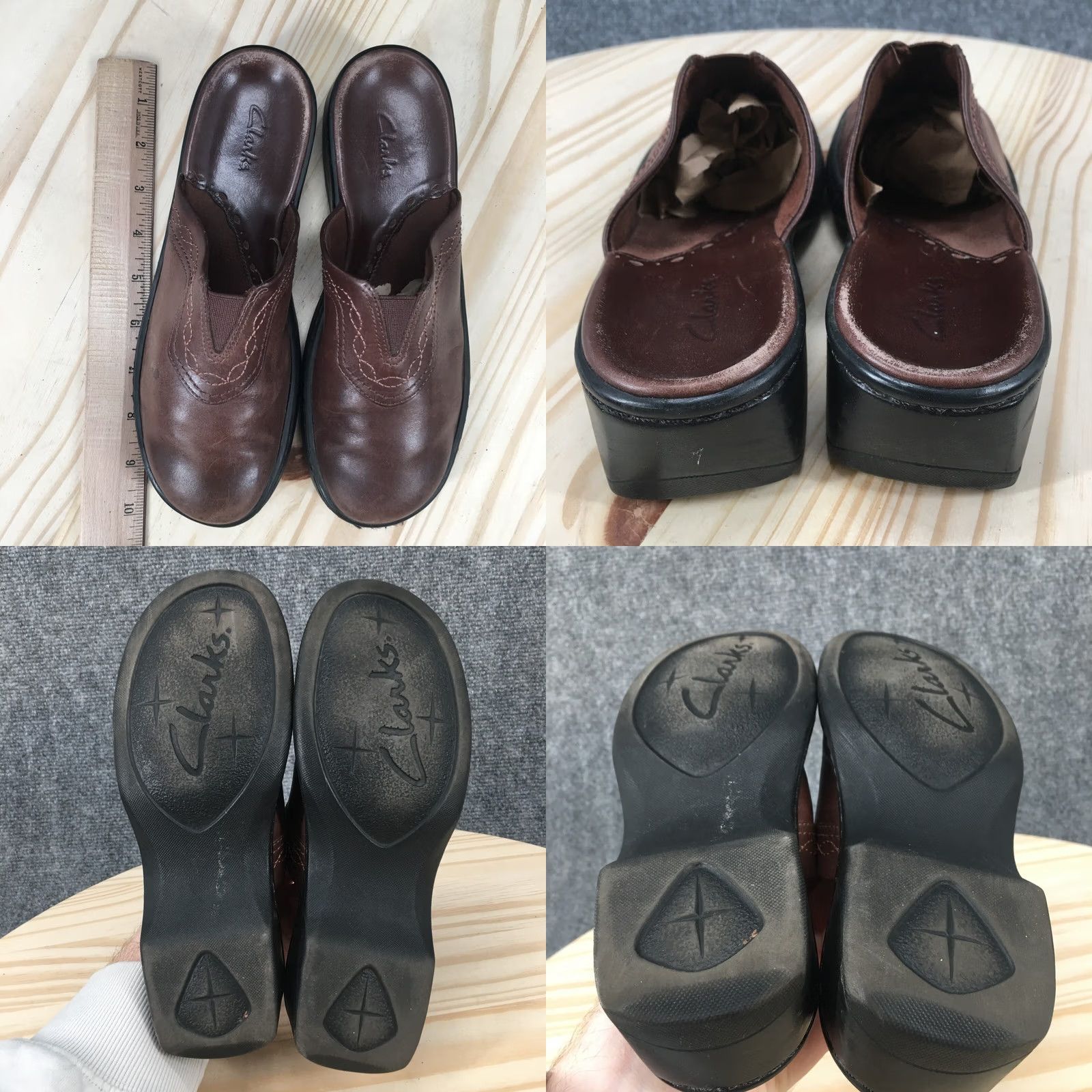 Clarks Clarks Sandals Womens Mules 6 Slip On Brown Leather Casual Comfort Flat Shoes Size US 6 / IT 36 - 8 Thumbnail