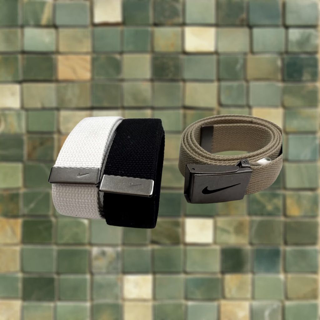 Nike VINTAGE Nike Belt Canvas Blue White Beige Mens Adjustable 1.5” Buckle Golf Belt Set Of 3 Size ONE SIZE - 1 Thumbnail