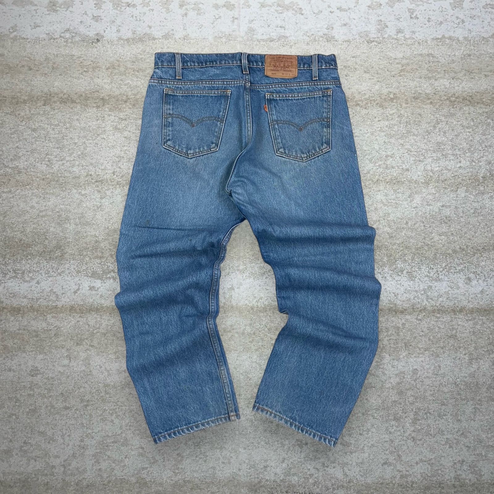 image of Orange Tab Levis Jeans 505 Straight Usa Medium 90's in Blue, Men's (Size 38)