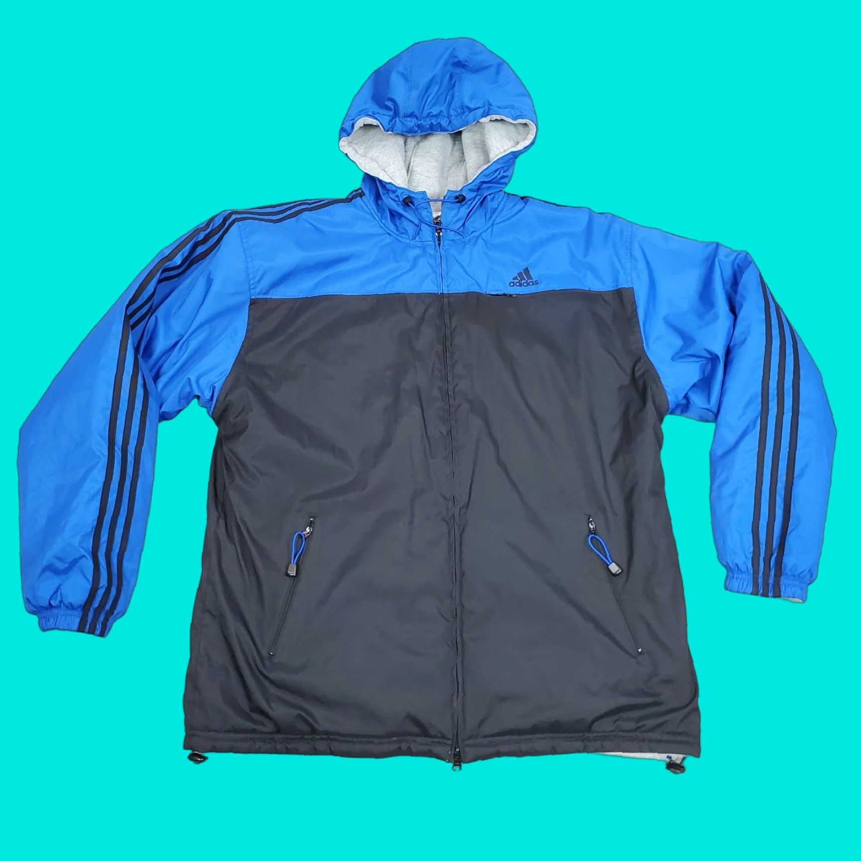 Adidas VINTAGE Adidas Jacket Mens L Black Blue Reversible Coat Sweatshirt 90s Y2K Size US L / EU 52-54 / 3 - 1 Thumbnail
