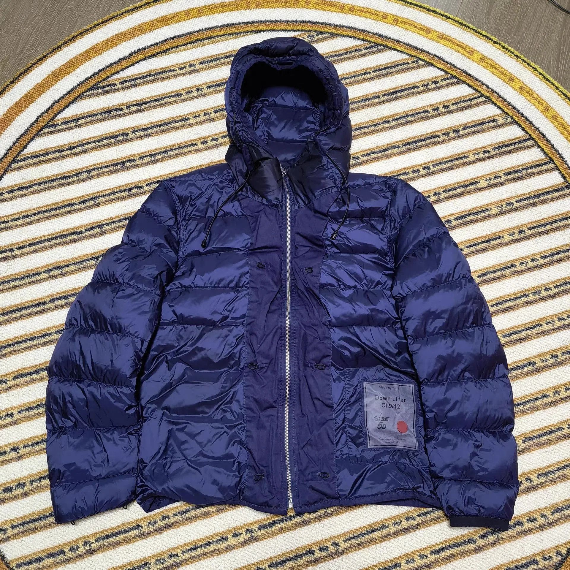 Ten C Blue Puffer Jacket with Hood Size M. Size US M / EU 48-50 / 2 - 1 Thumbnail