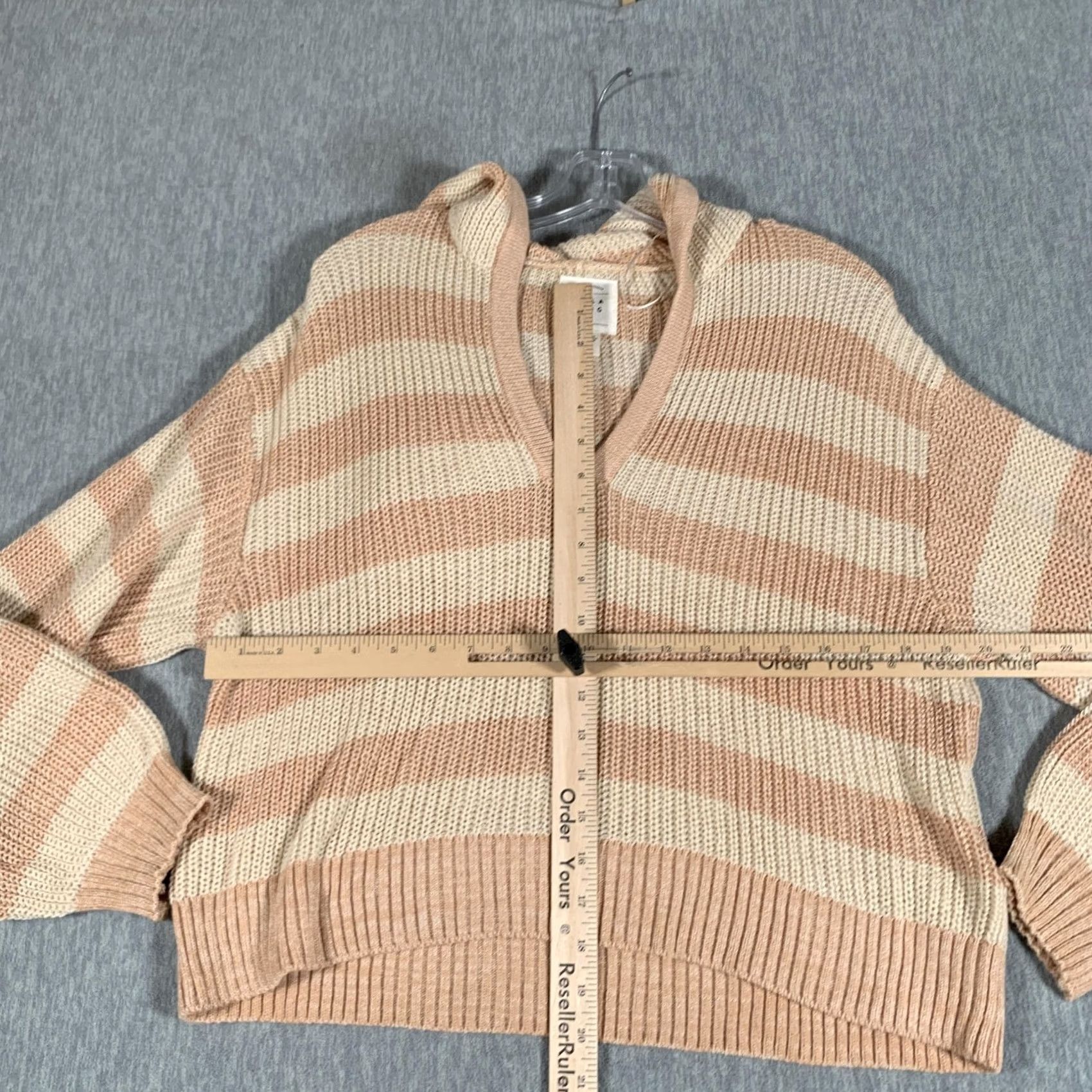 Billabong Billabong Sweater Womens Medium Beige Striped Hooded V-Neck Pullover Casual Size M / US 6-8 / IT 42-44 - 5 Thumbnail