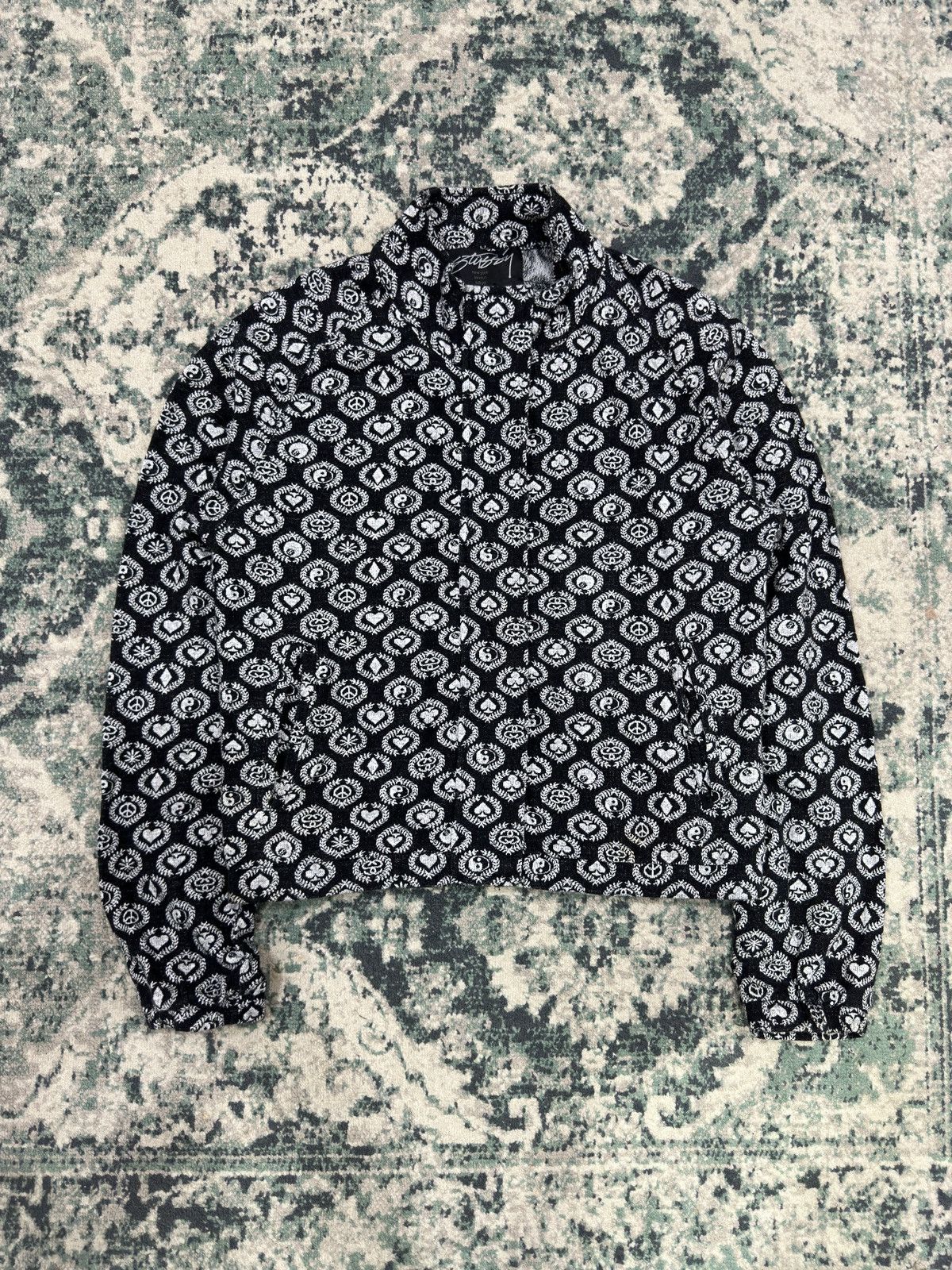 Stussy Stüssy Ol Yin Yang Black Jade Towel Zipper Jacket Size US M / EU 48-50 / 2 - 3 Thumbnail
