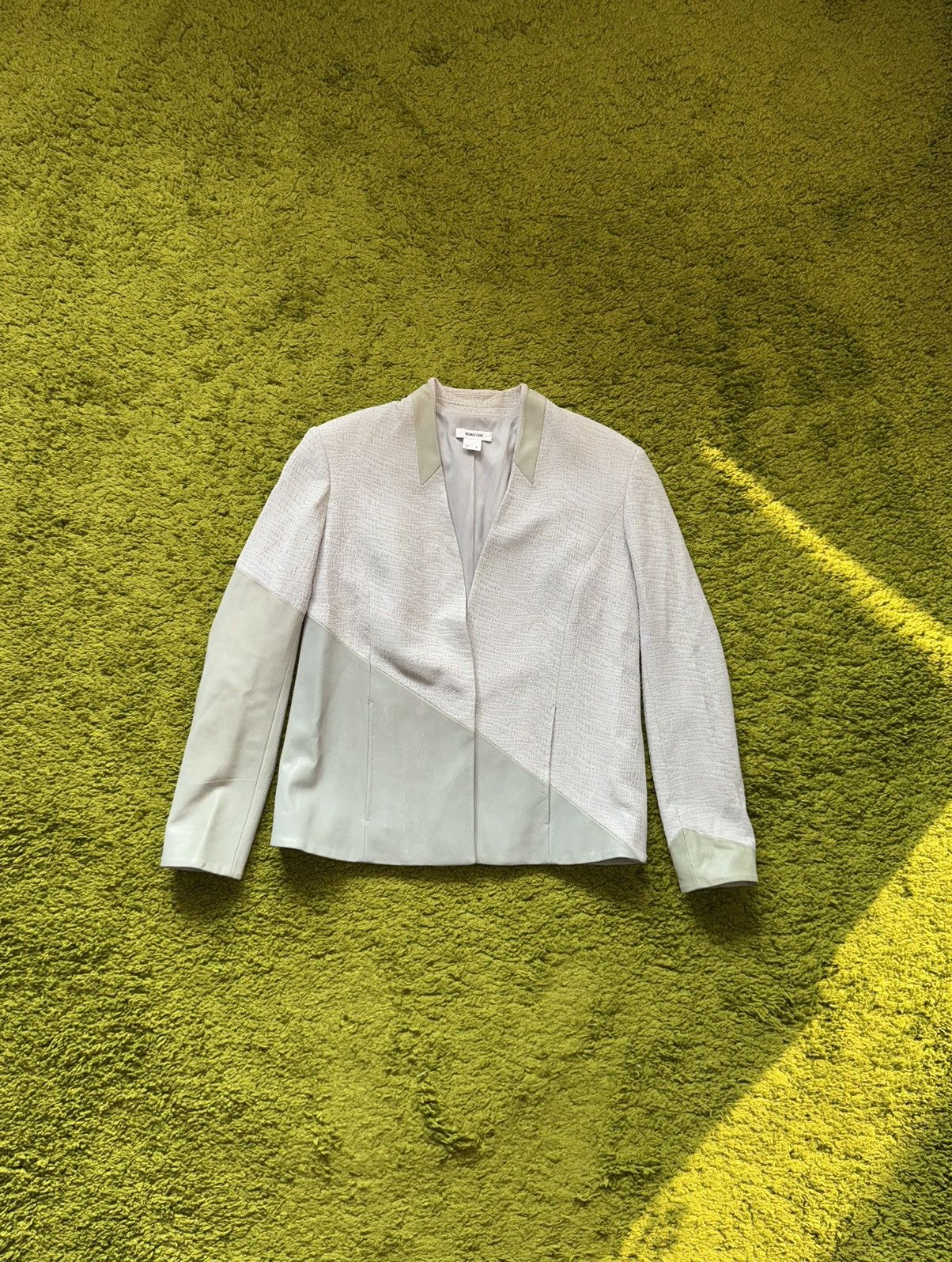 Helmut Lang Helmut Lang leather trim assymetric patchwork blazer jacket Size S / US 4 / IT 40 - 1 Thumbnail