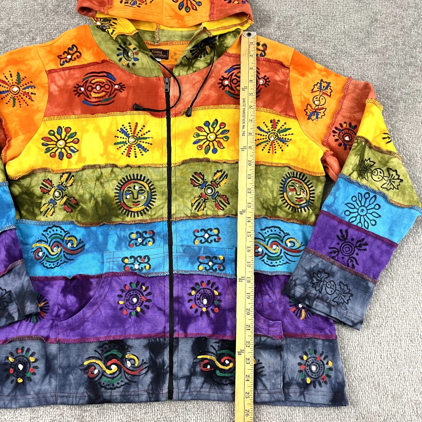 Vintage VINTAGE Rising International Hoodie Womens XL BOHO Patchwork Art Hippie Festival Jacket Size XL / US 12-14 / IT 48-50 - 3 Thumbnail