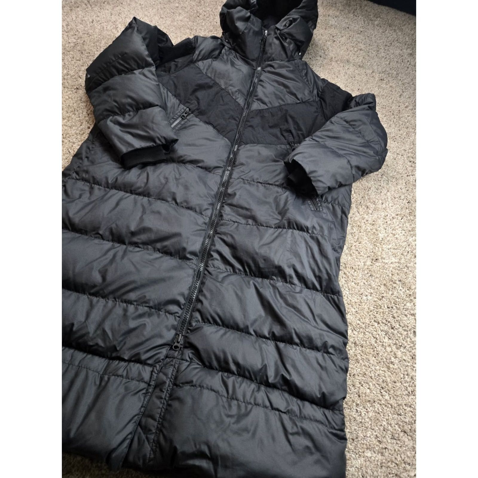 Nike Nike Down Puffer Parka Jacket Womens Medium Black Long Zip Hooded Pockets Size M / US 6-8 / IT 42-44 - 2 Thumbnail