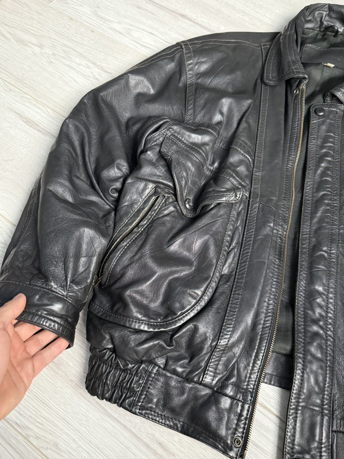 Genuine Leather × Vintage Vintage Leather Jacket 90’s hype military flight Bomber Size US L / EU 52-54 / 3 - 4 Thumbnail