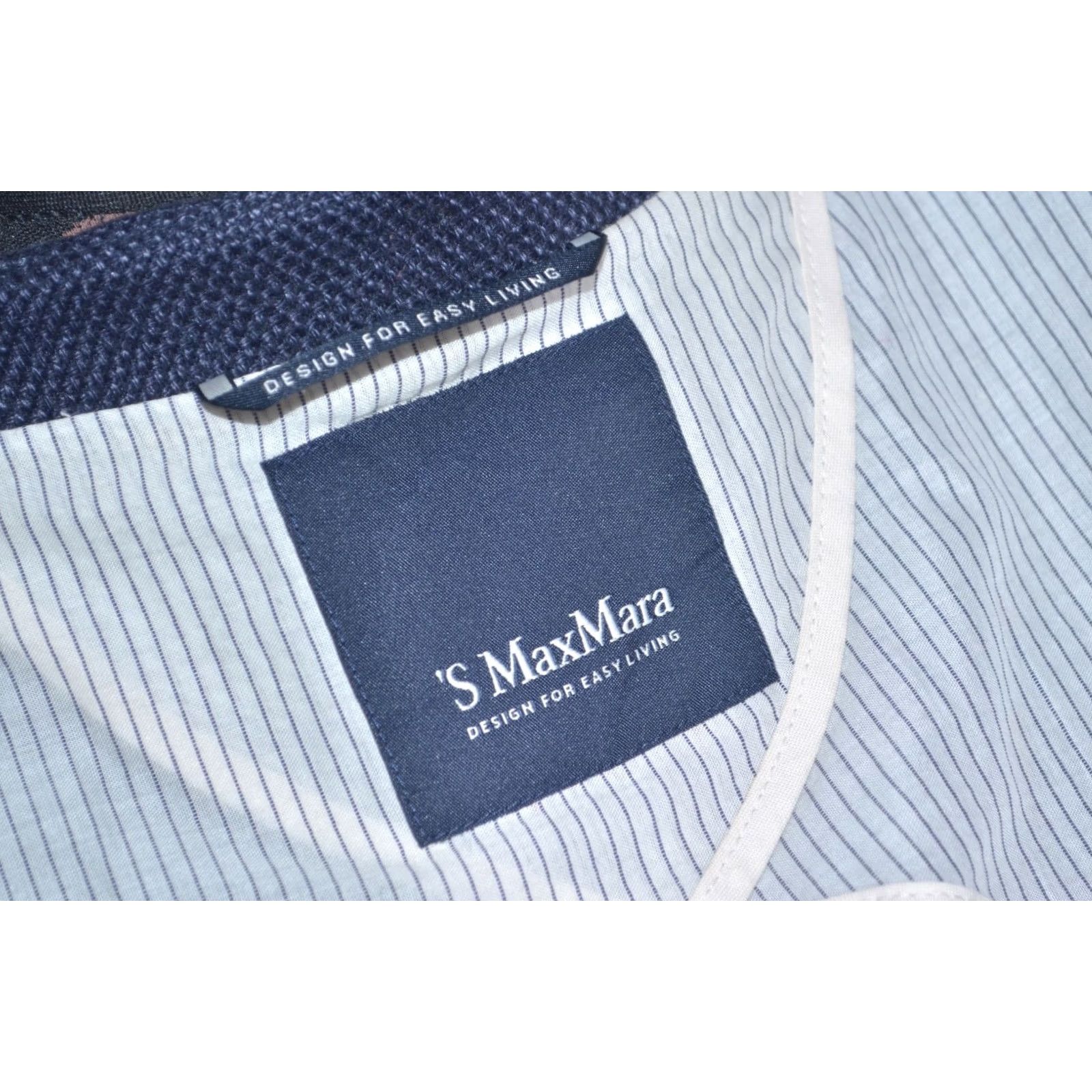 Max Mara MaxMara Navy Blue Blazer Jacket Linen Textured Single Breasted UK8 US6 Womens Blazer Jacket Linen Navy Blue 8 Short Size M / US 6-8 / IT 42-44 - 6 Thumbnail