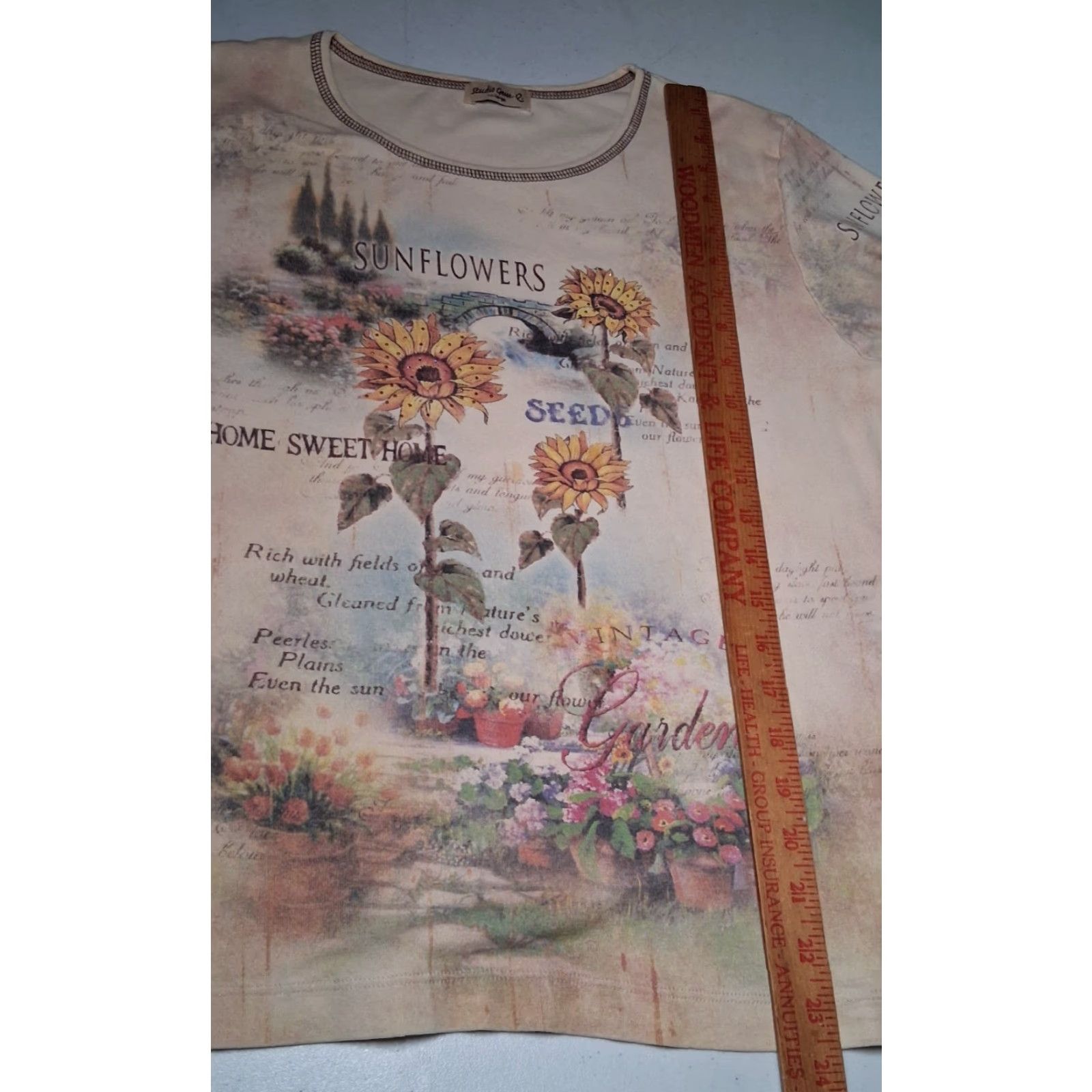 Vintage VINTAGE Studio Gem Sunflower Shirt XXL Beige Floral Knit Top 3/4 Sleeve Studded Casual Womens Size XXL / US 16-18 / IT 52-54 - 5 Thumbnail