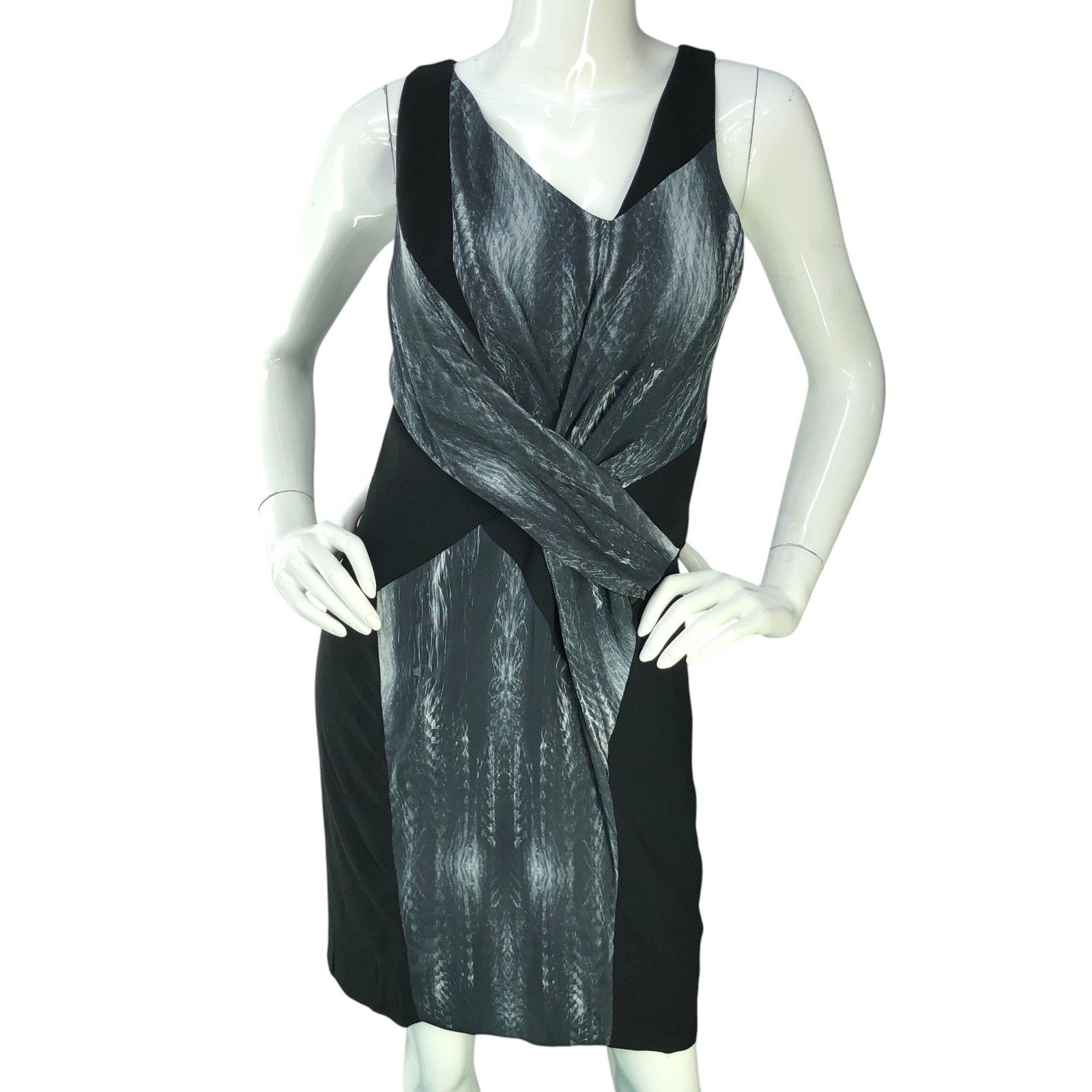 Helmut Lang Helmut Lang Size 4 Dress Vertebrae Print Silk Sheath V Neck Size S / US 4 / IT 40 - 11 Thumbnail