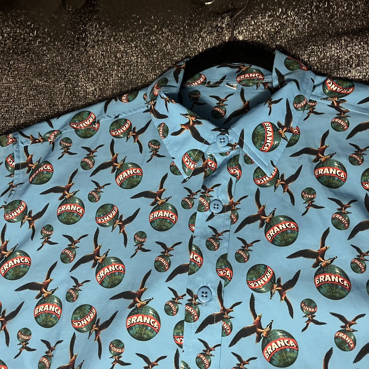 Other Light Blue stretch Fernet Branca Logo Button Up. Rare Merch. Size US M / EU 48-50 / 2 - 4 Thumbnail