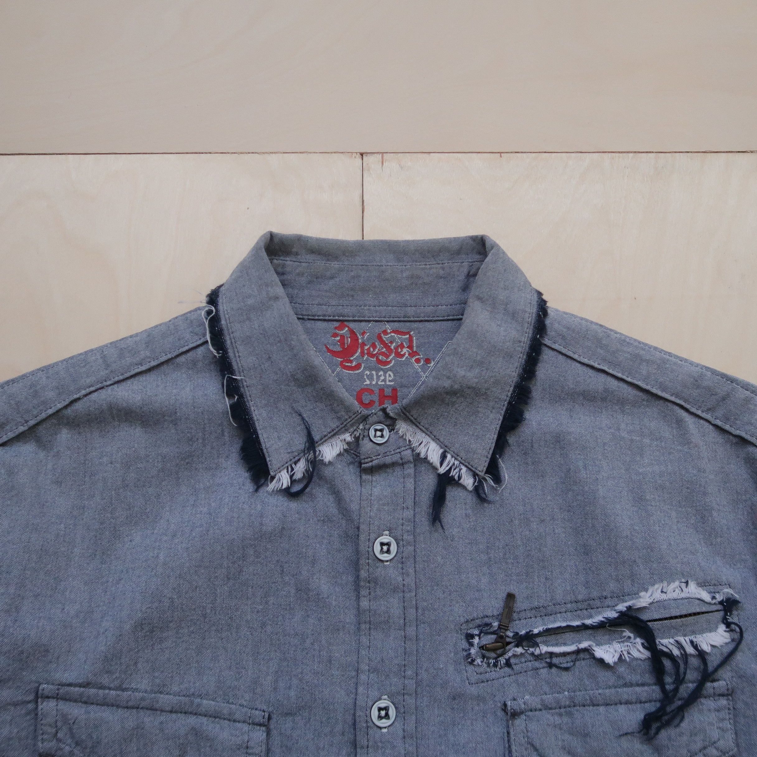 Japanese Brand 1990s Diesel Distressed Western Shirt Unfinished Size US M / EU 48-50 / 2 - 3 Thumbnail