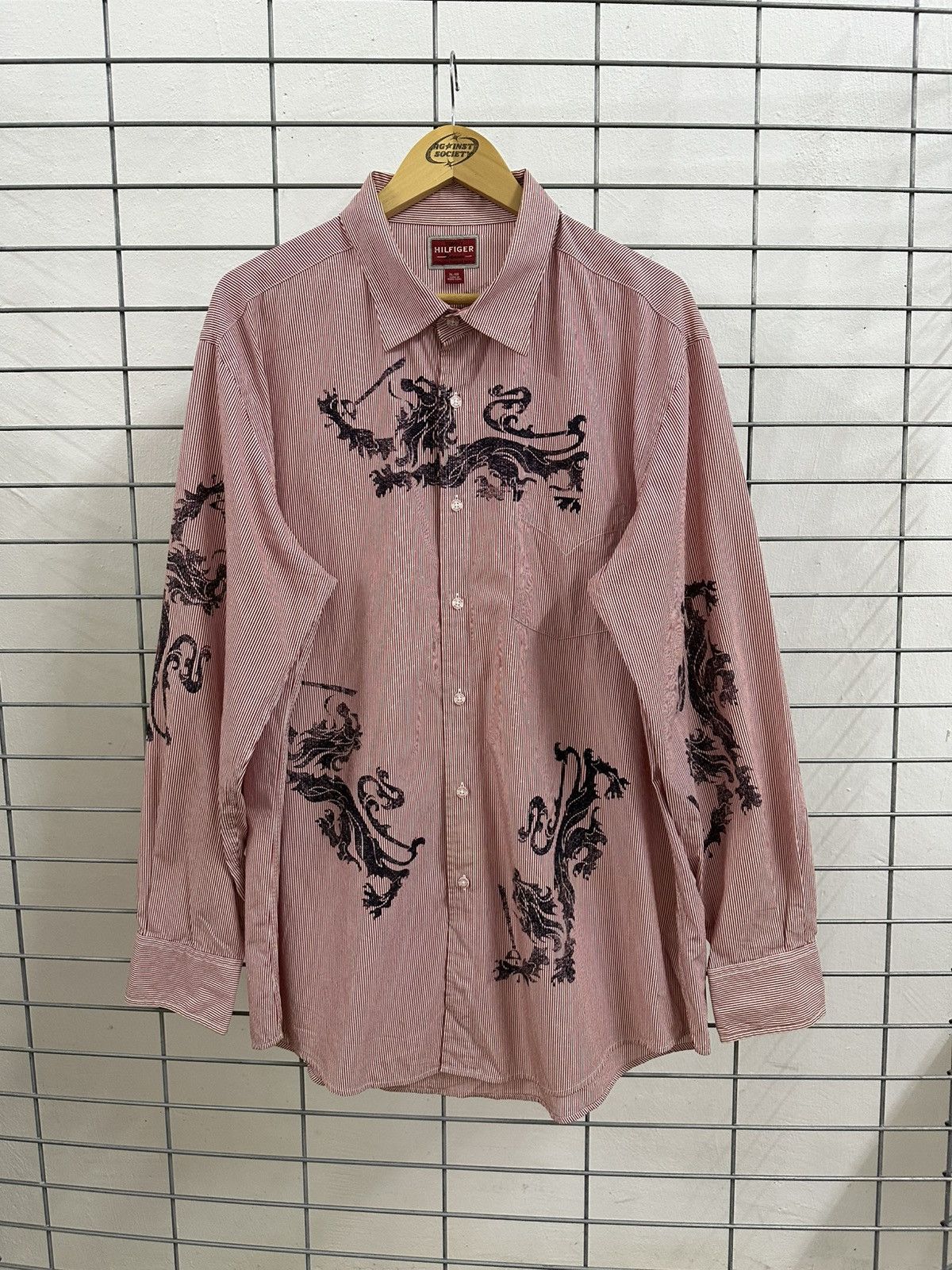Tommy Hilfiger Rare Beautiful Tommy Hilfiger Dragon Design Hickory Shirt Size US XL / EU 56 / 4 - 1 Thumbnail