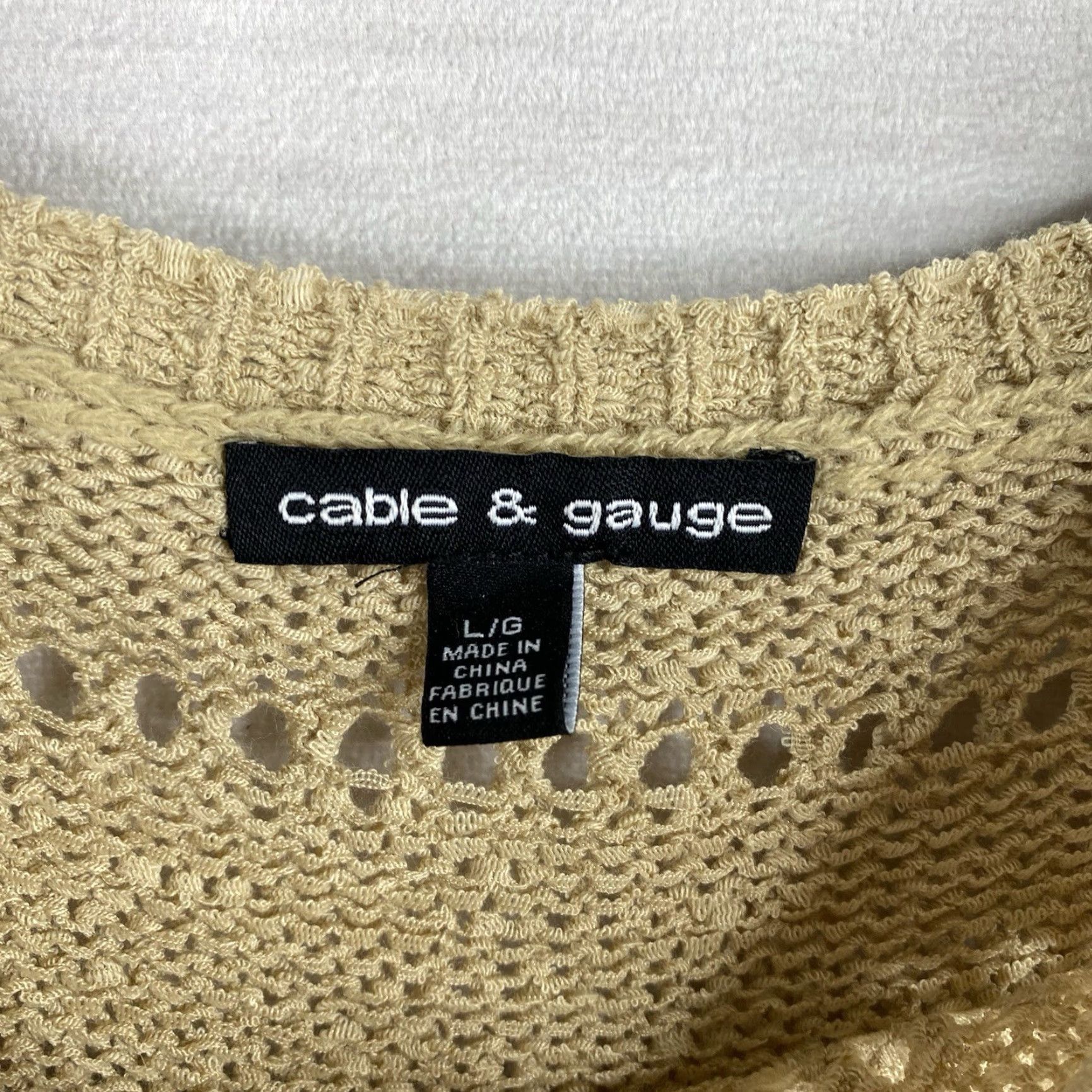 Vintage Cable & Gauge Sweater Main Point Open Knit Pullover Womens Sz L Tan Brown Crew Neck Dolman Sleeve Knit Open-Knit Geometric All Seasons Casual Womens L Size L / US 10 / IT 46 - 3 Thumbnail