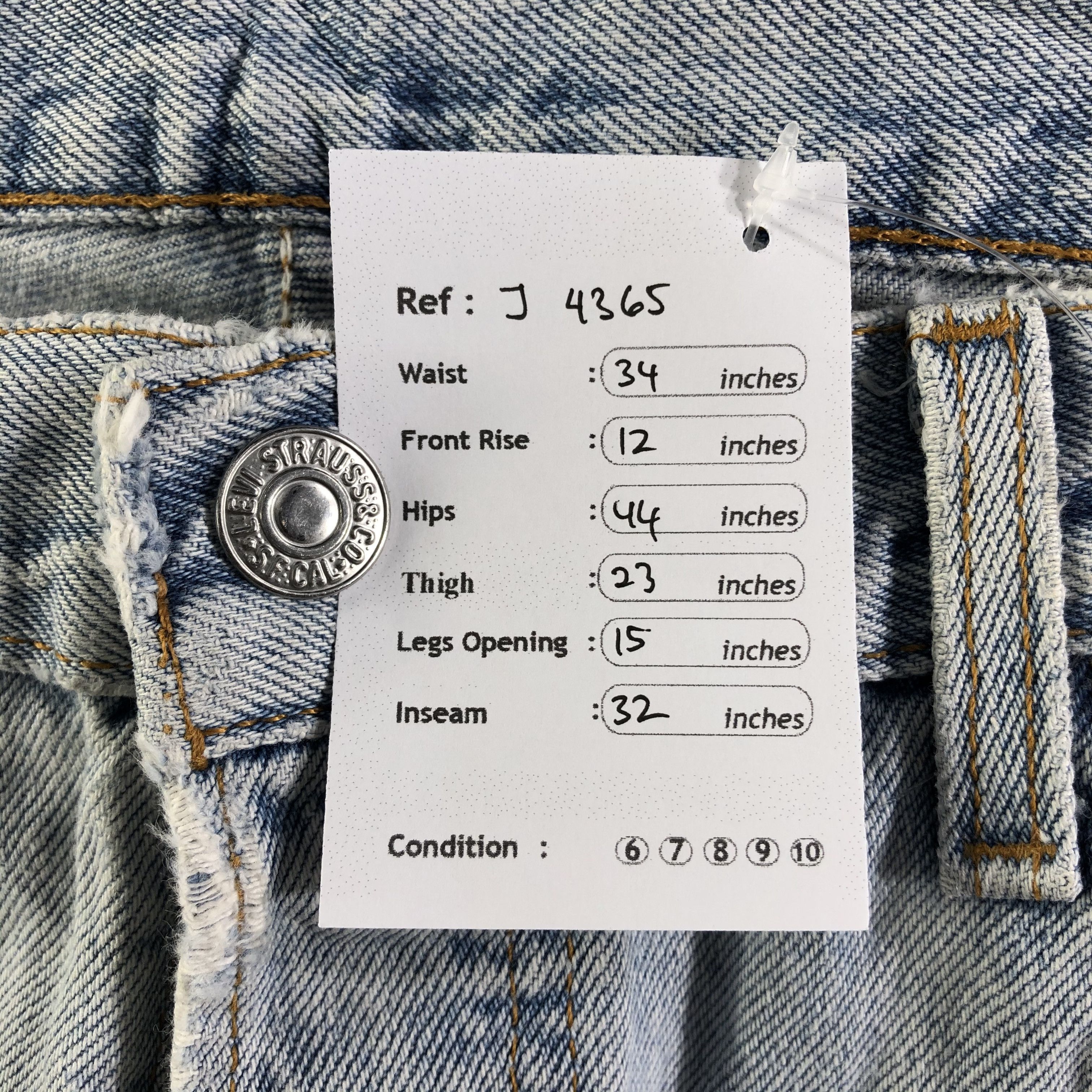 Levi's 90s Vintage Light Wash Levis 501 Jeans-J4365 Size US 34 / EU 50 - 15 Thumbnail