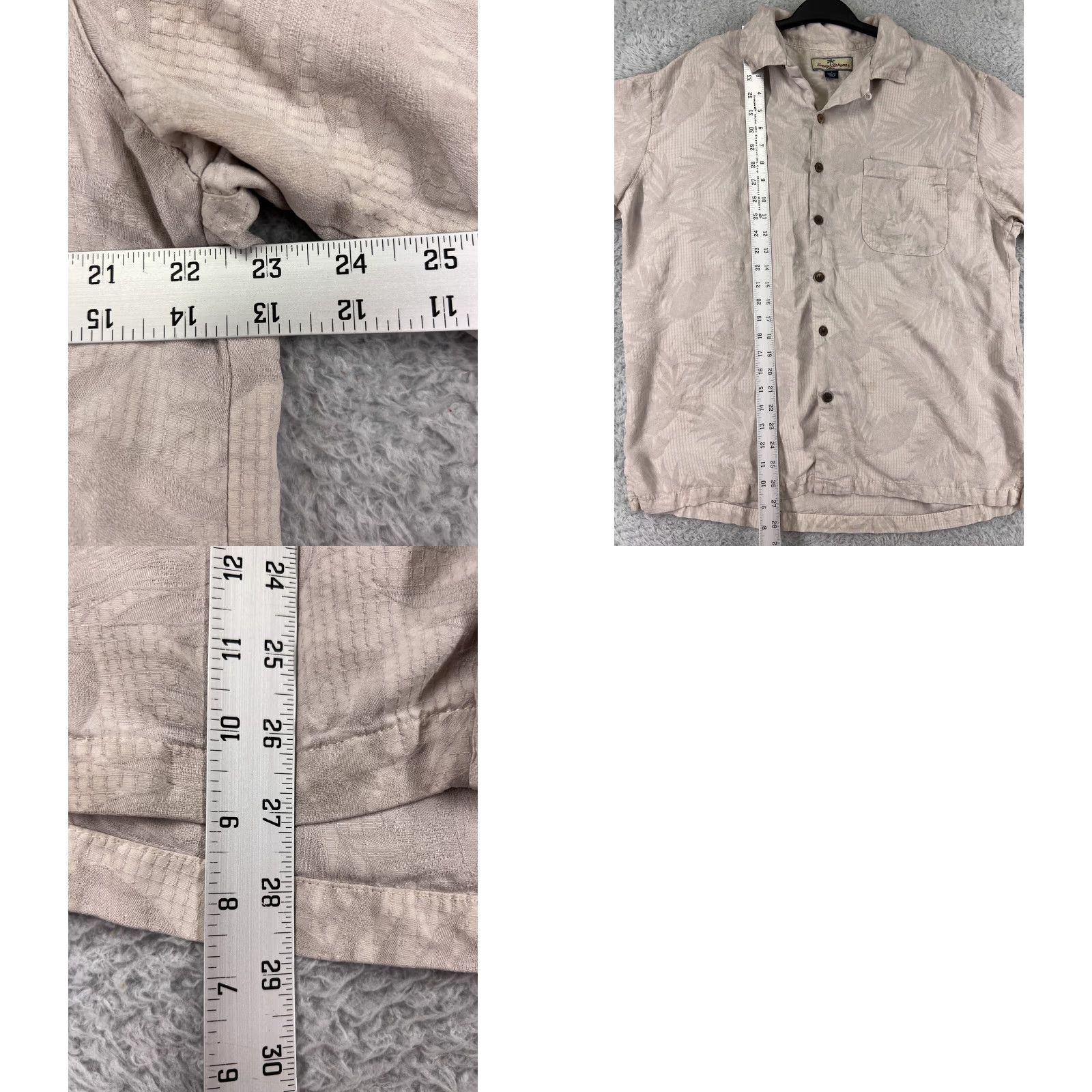Tommy Bahama Tommy Bahama Shirt Mens Large Beige Silk Hawaiian Palm Leaf Button Up Size US L / EU 52-54 / 3 - 9 Thumbnail