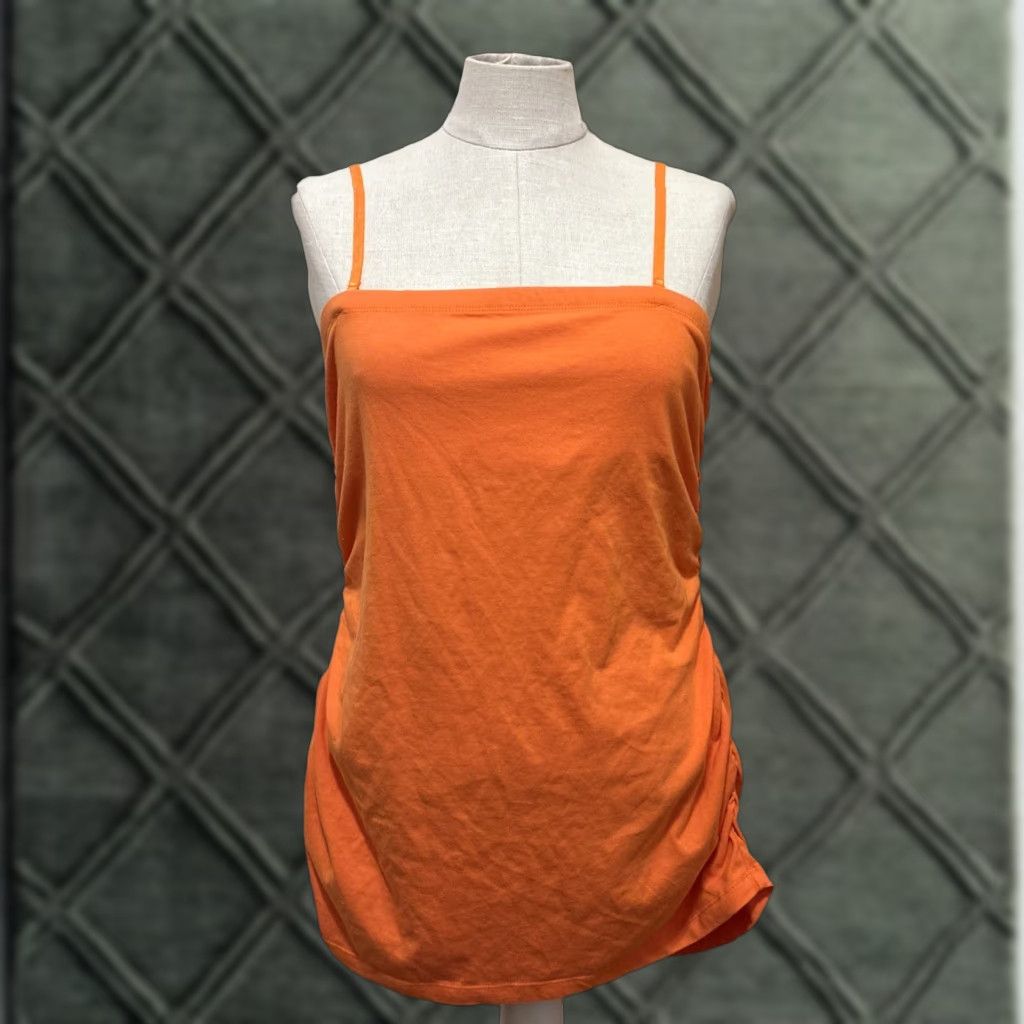 Vintage Vanity Tank Top Shirt Womens L Orange Spaghetti Strap Sleeveless Adjustable Built-In Bra 90s Y2K Size L / US 10 / IT 46 - 1 Thumbnail