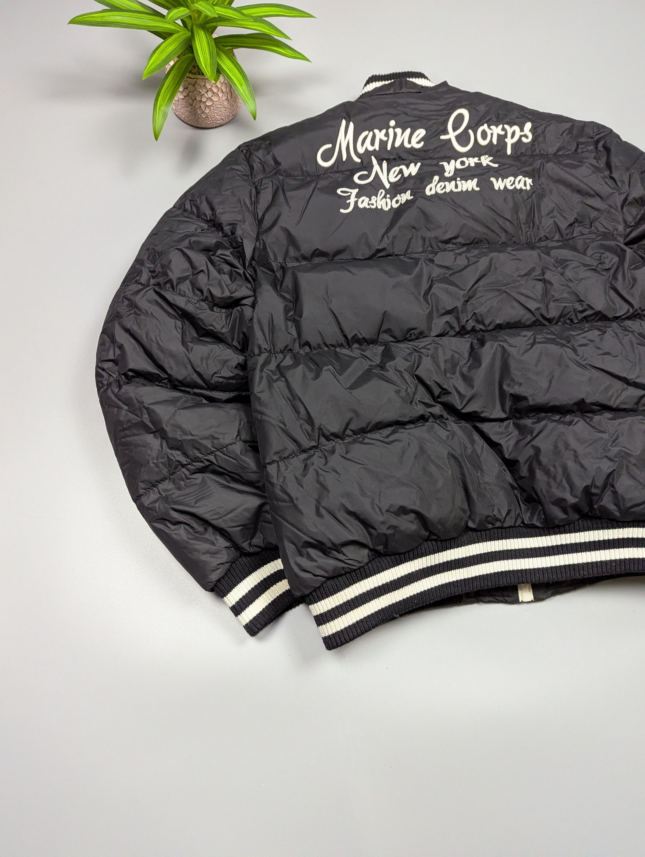 Vintage 90s Marine Corps Varsity Puffer Bomber Black Nylon Size US M / EU 48-50 / 2 - 19 Thumbnail